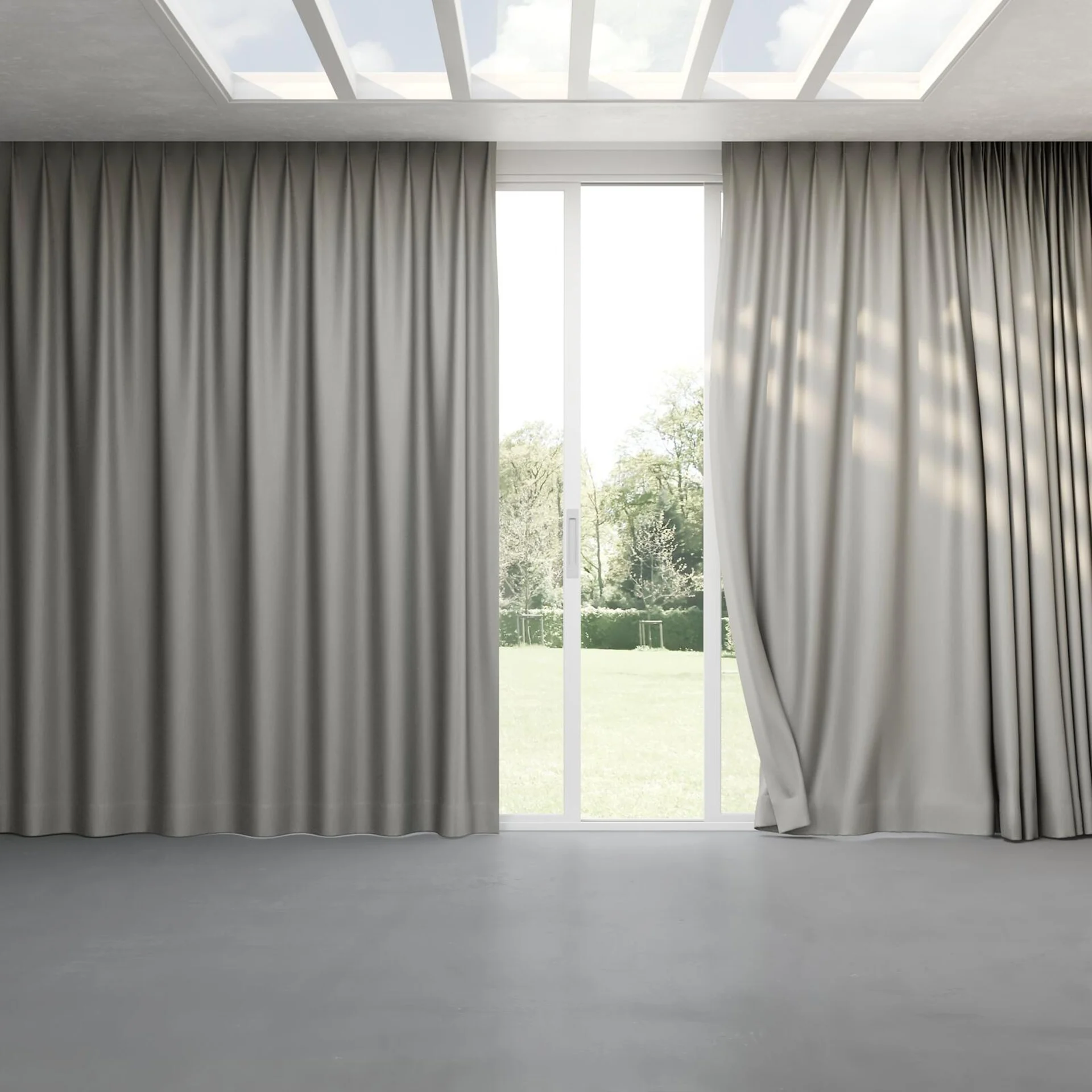 Full view of Infinite Birch, pinch pleat
