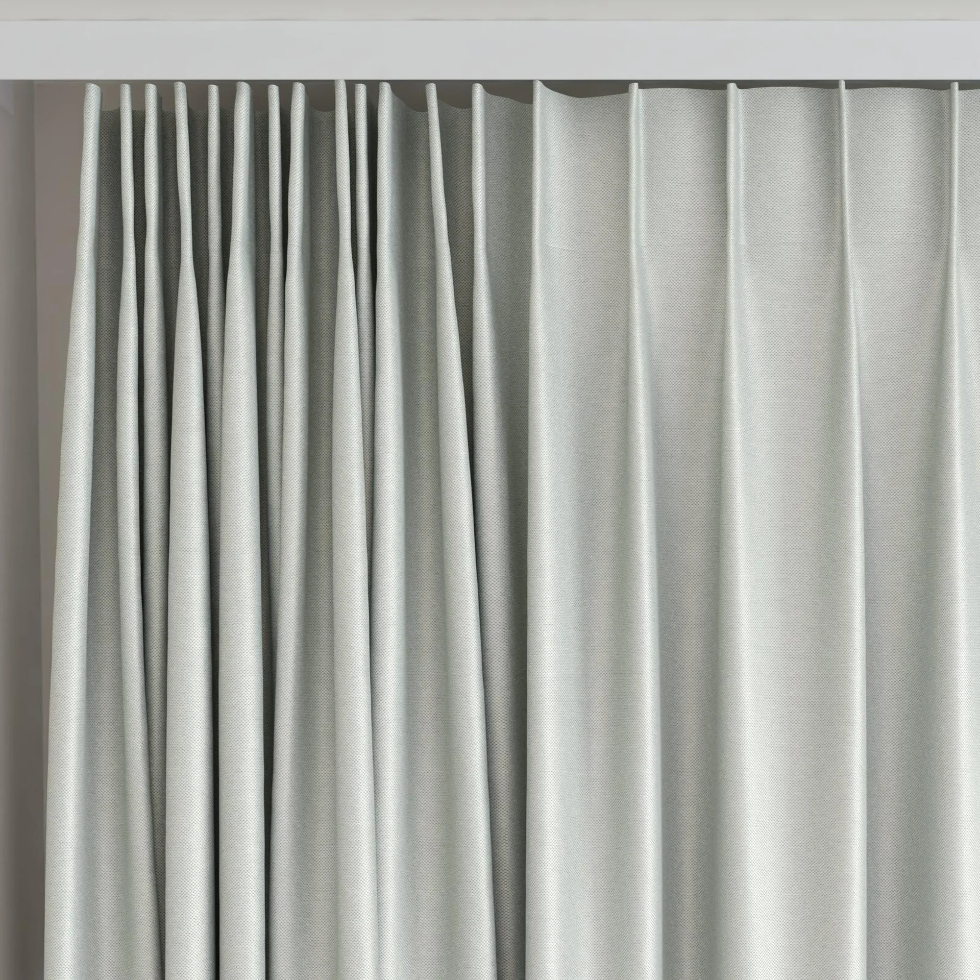 Top view of Preston FR Blackout Granite, on curtain rail