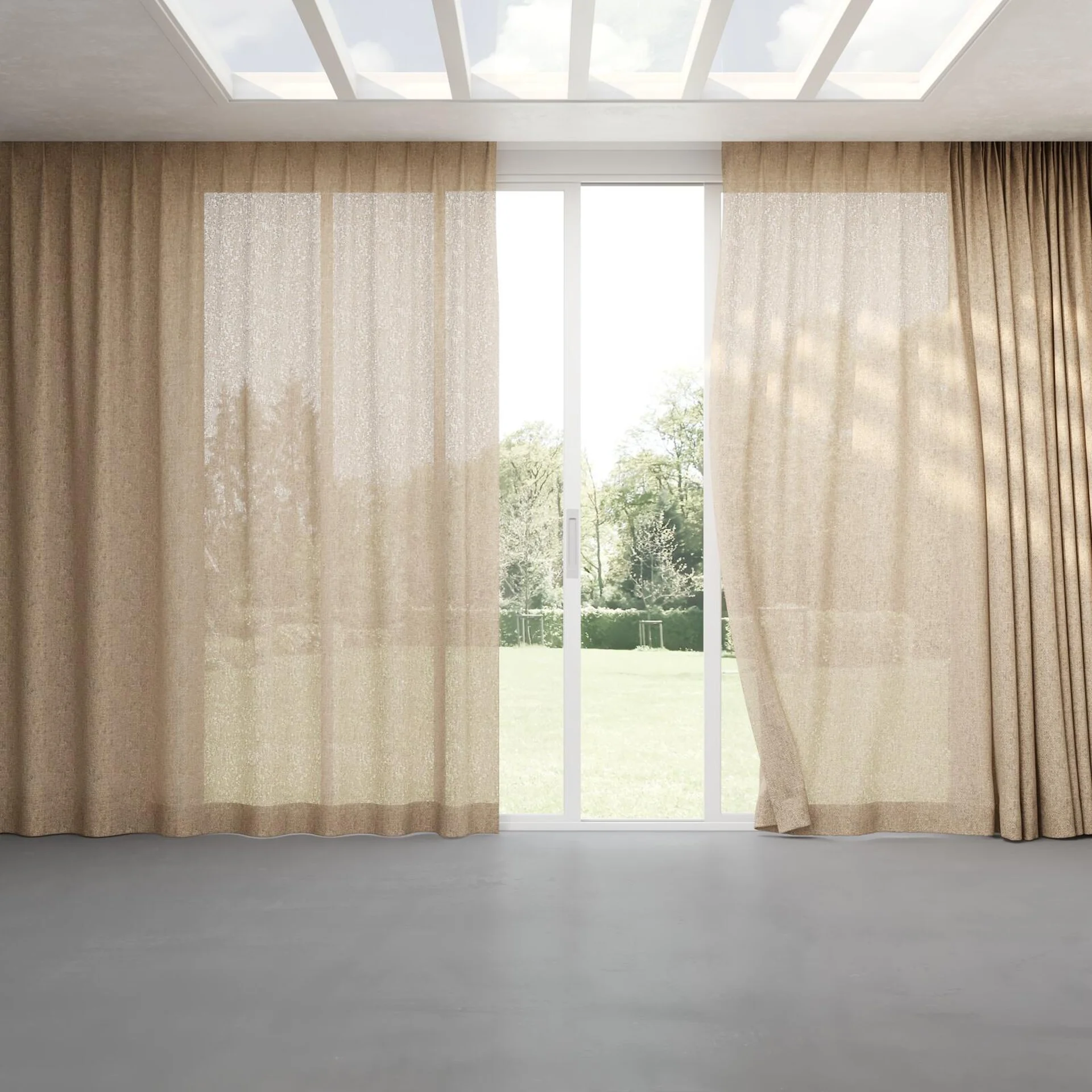 Full view of Handloom Linen, pinch pleat