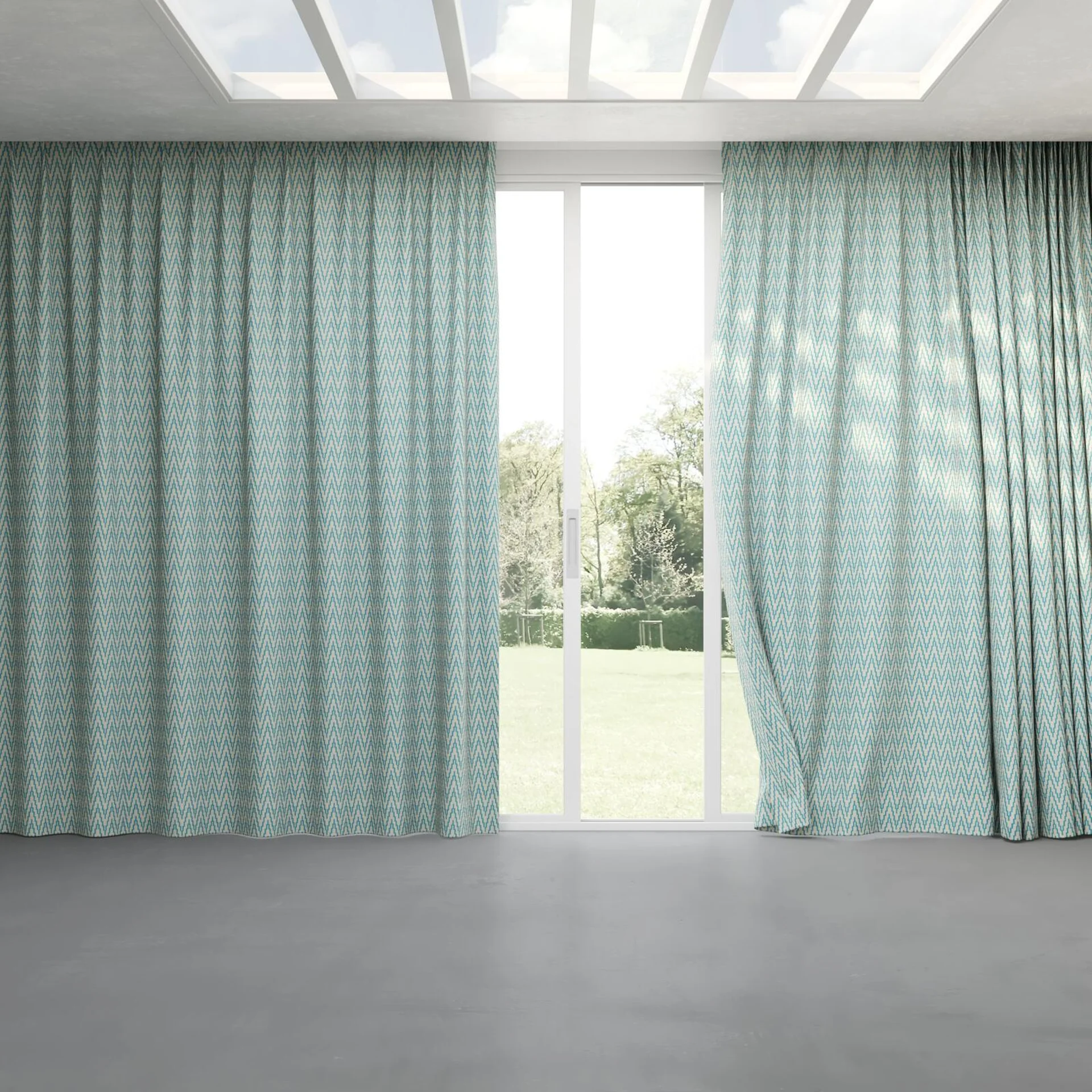 Full view of Running Reef, pinch pleat