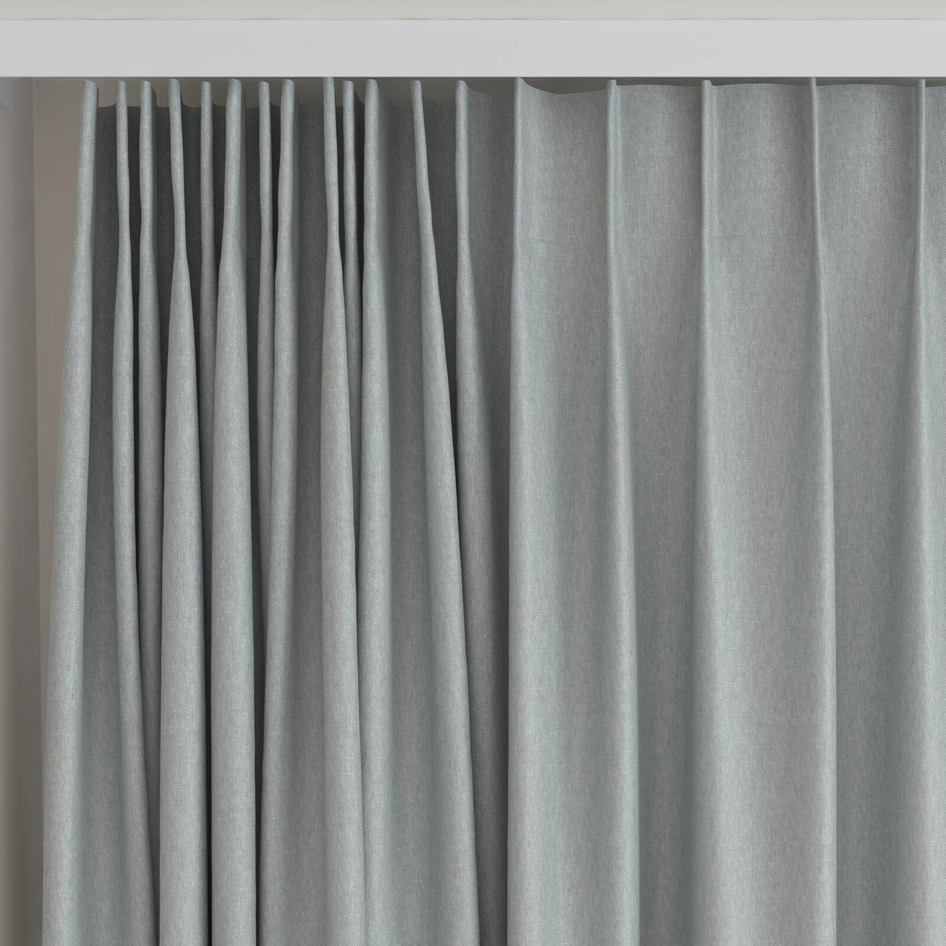 Top view of Infinite Seafoam, on curtain rail