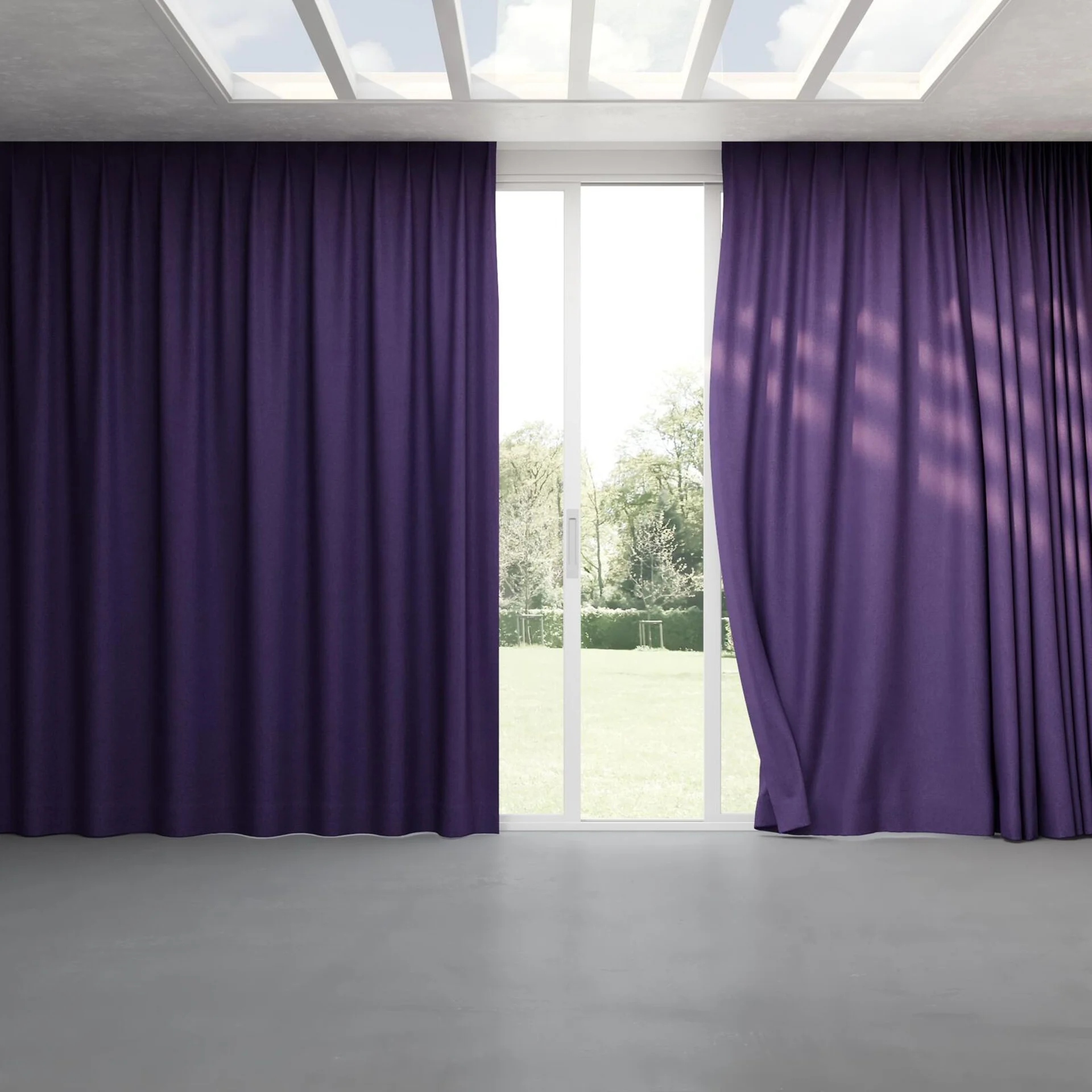 Full view of Rover Violet, pinch pleat