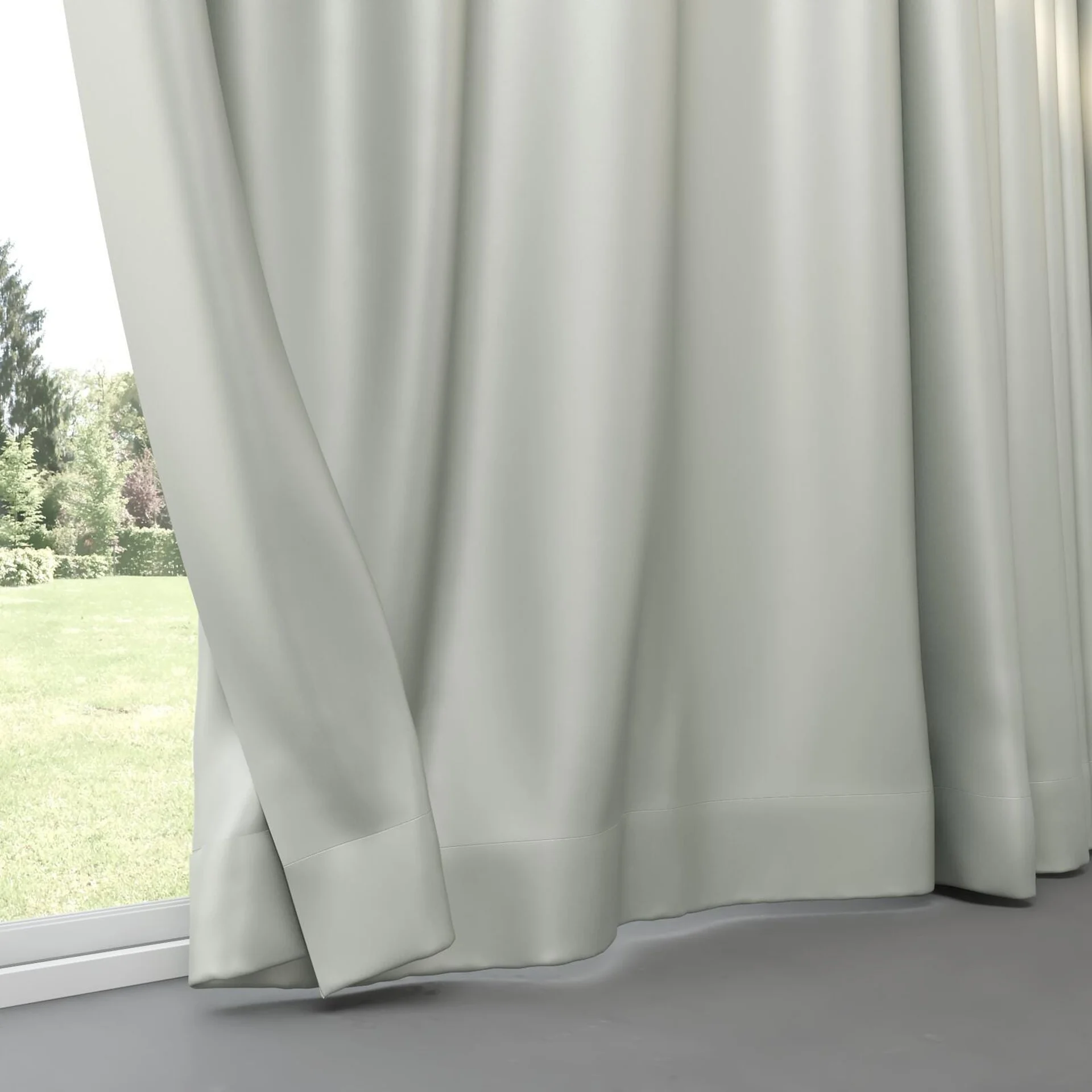 Bottom view of Sleek Frost, pinch pleat