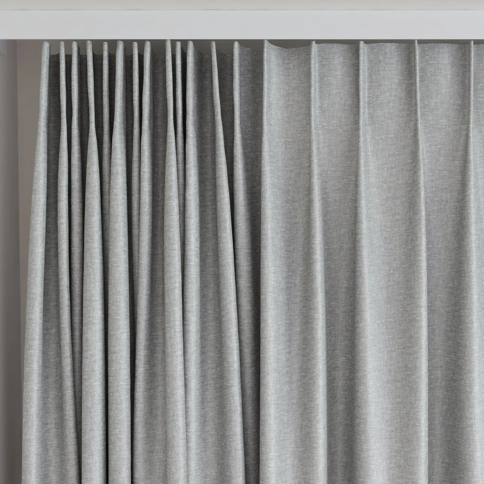 Top view of Glamour Steel, on curtain rail