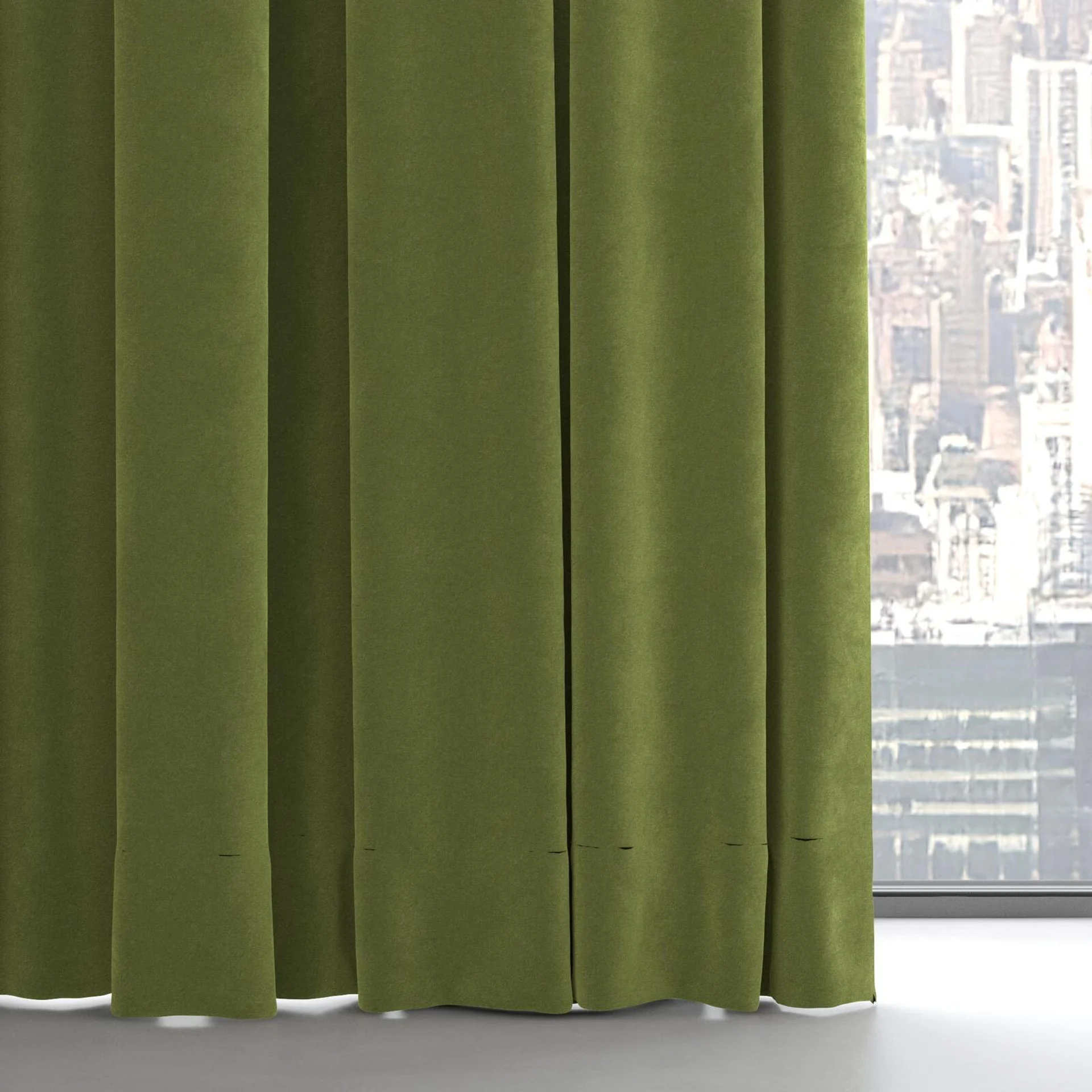 Bottom view of Lux Velvet Olive 8118, on hidden rail