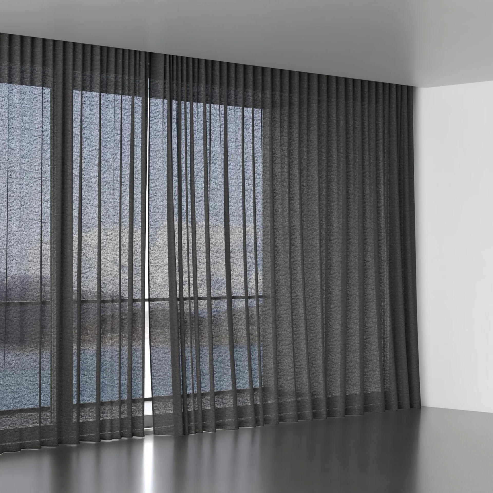 Full view of Shoji Charcoal, wave pleat