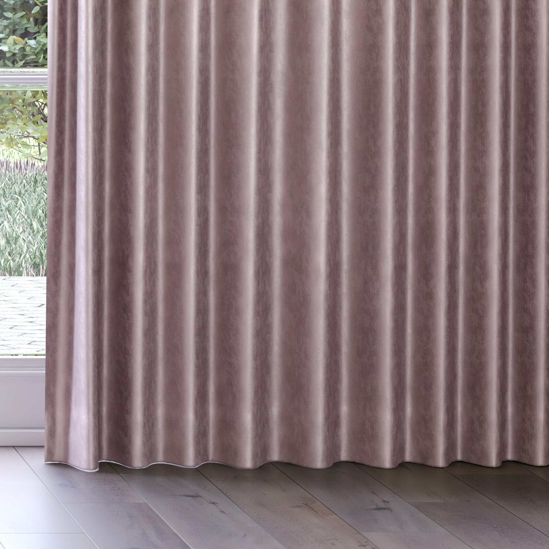Bottom view of Fizz Heather, on curtain rail