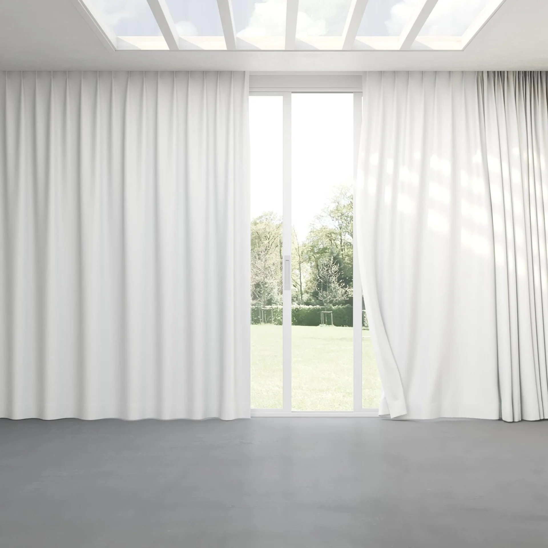 Full view of Grove Snow, pinch pleat