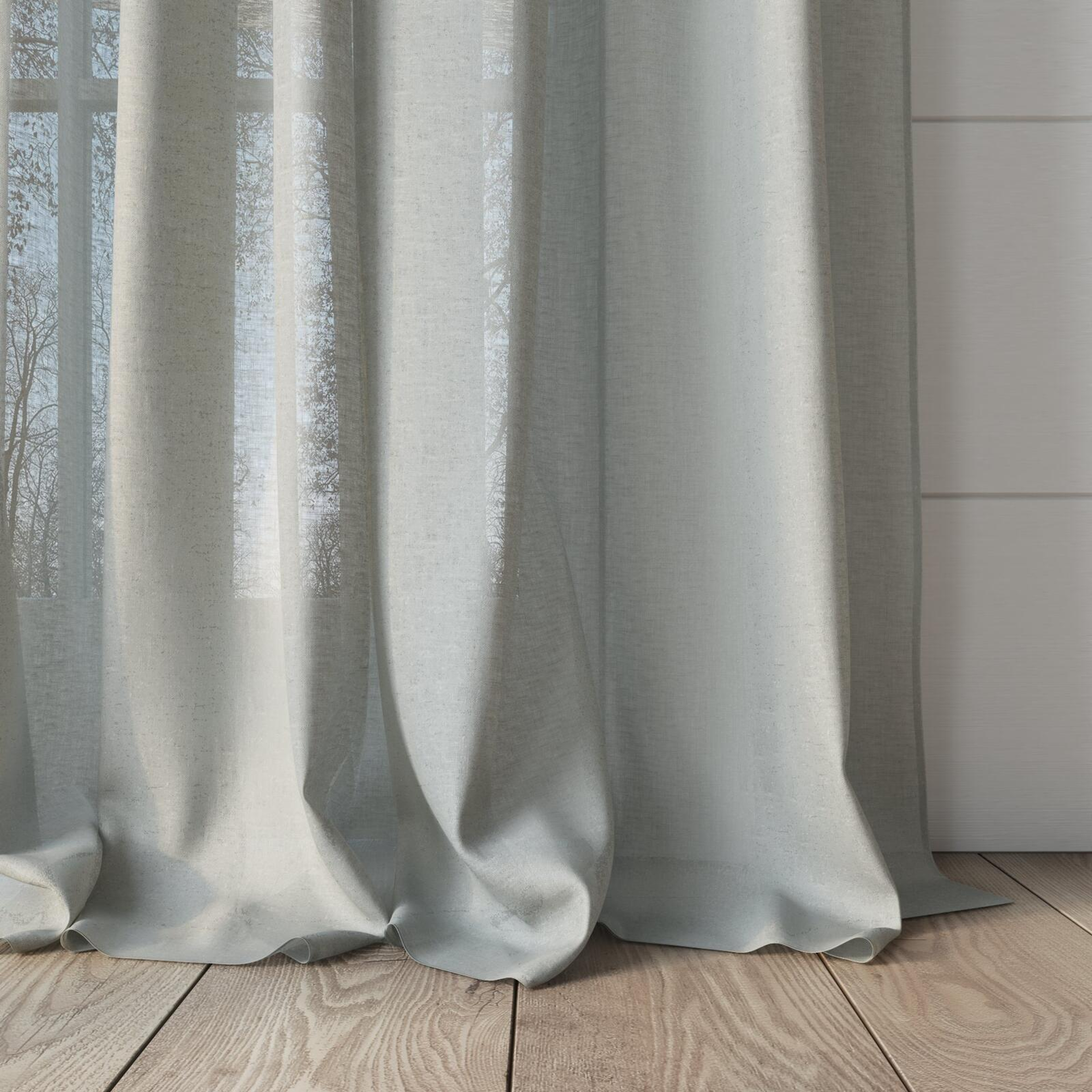 Bottom view of Wategos Willow, puddled, on curtain rod