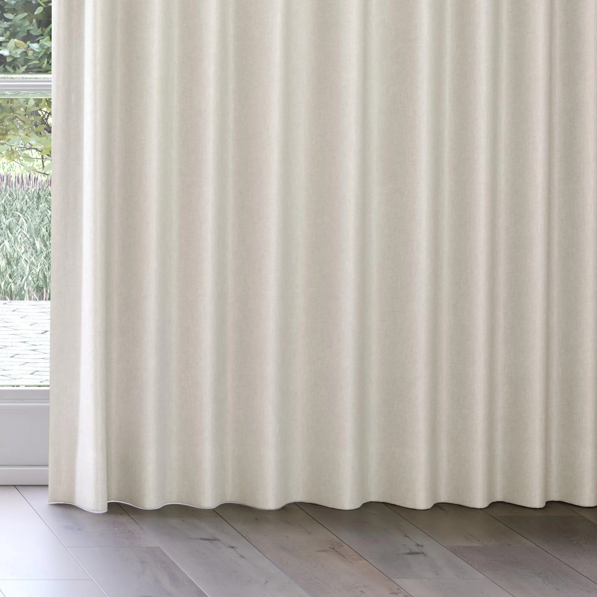 Bottom view of Glamour Wool, on curtain rail