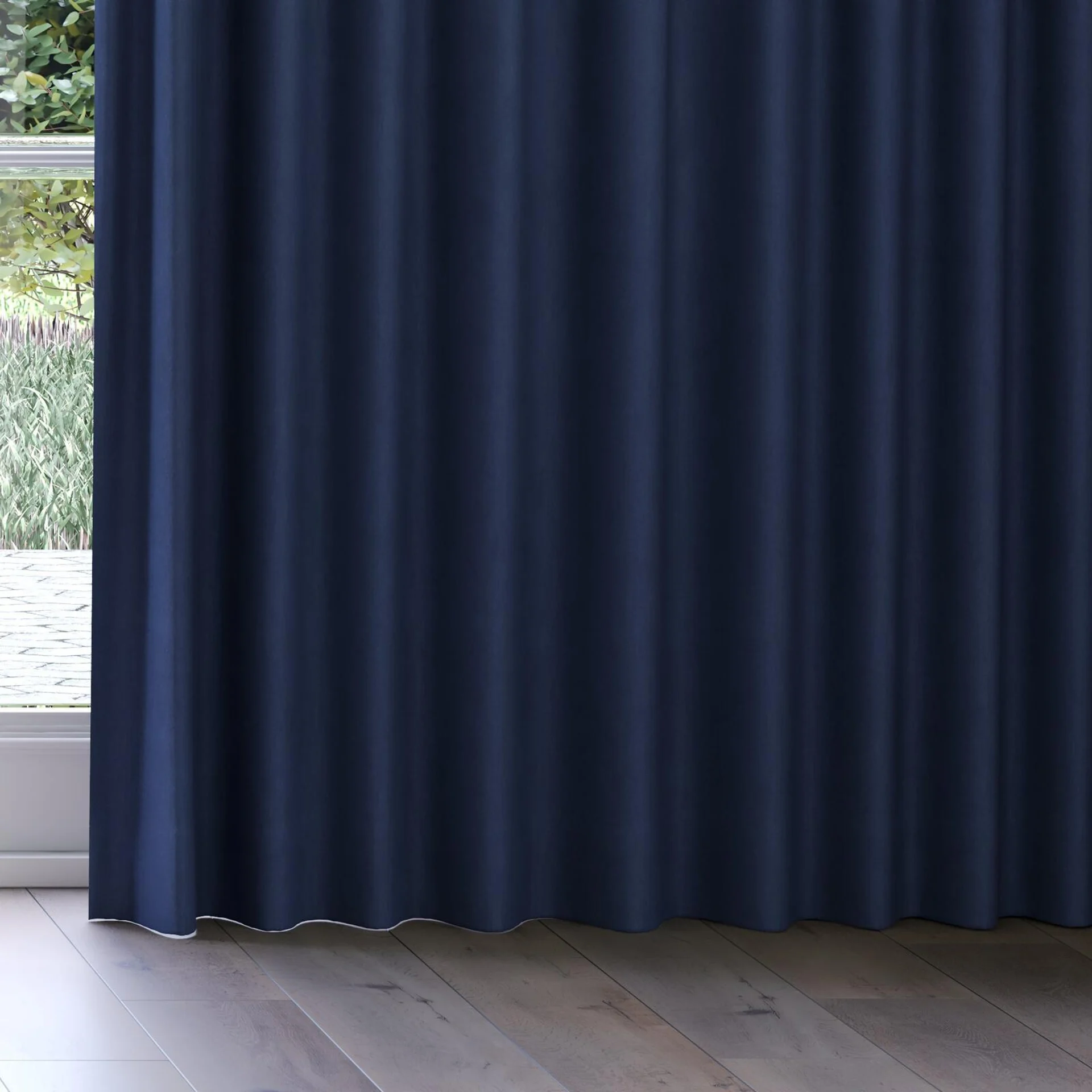 Bottom view of Lech Denim, on curtain rail