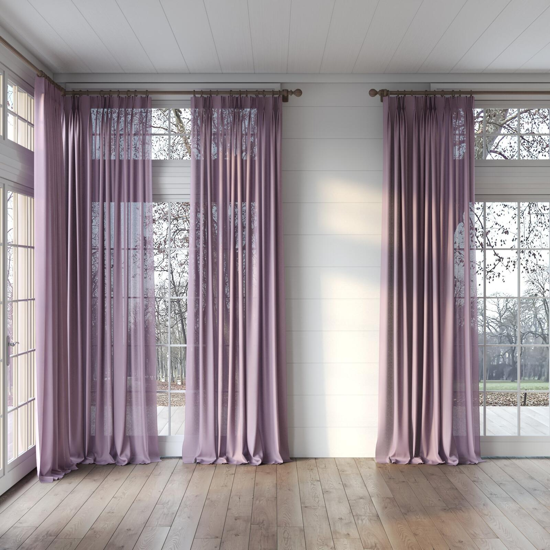 Full view of Gossy Grape, puddled, on curtain rod