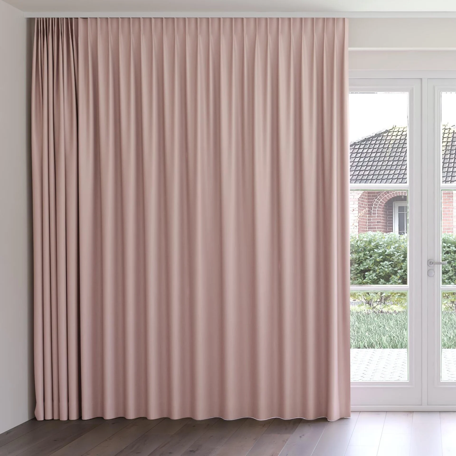 Front view of Woolskin Orchid, on curtain rail
