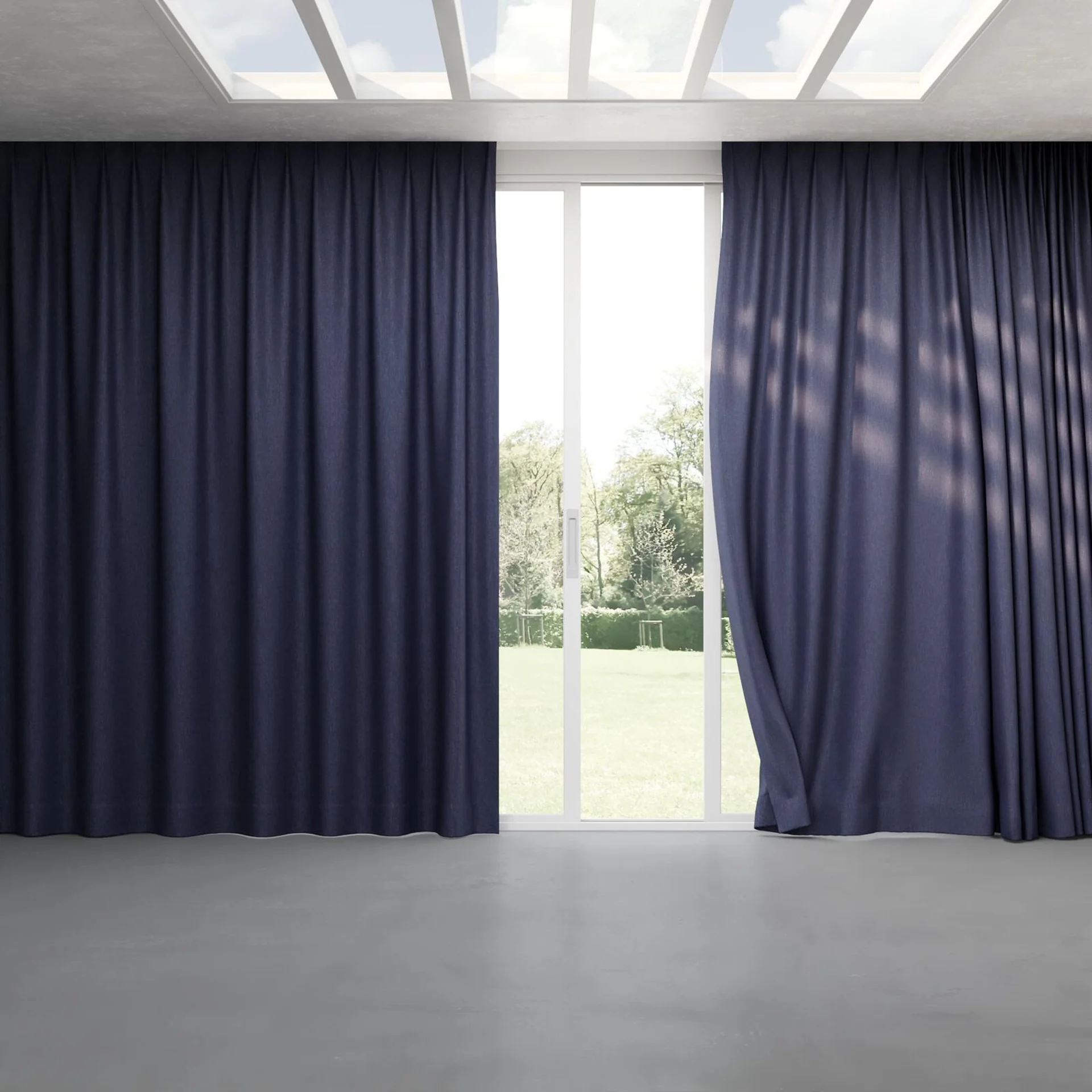 Full view of Bronco Navy, pinch pleat