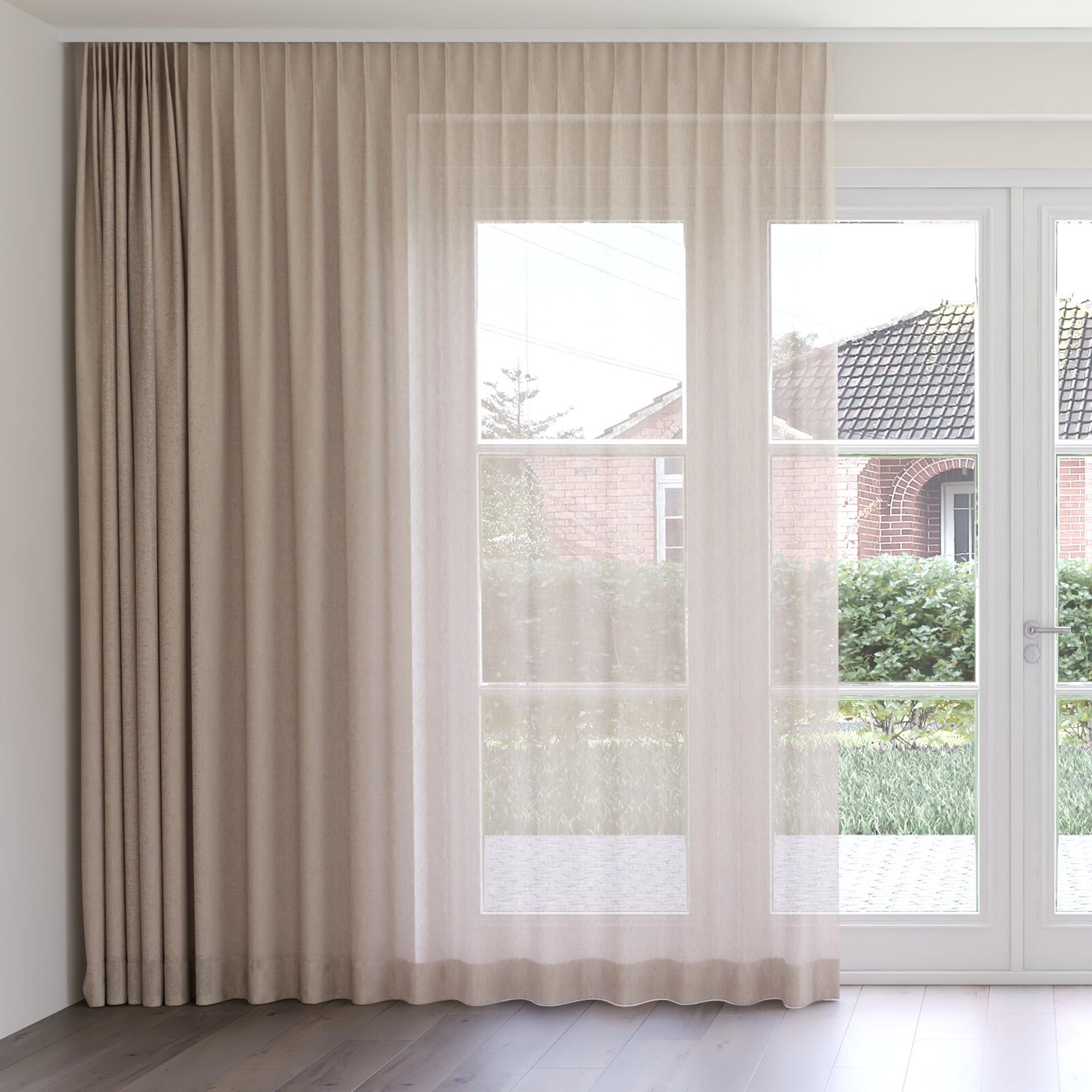 Front view of Gesso Lino Twine, on curtain rail