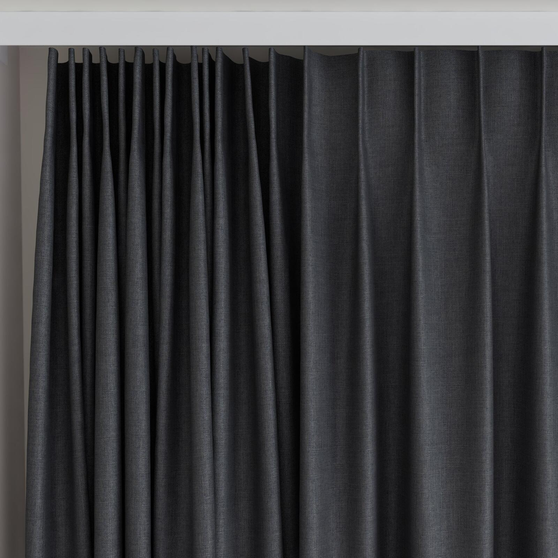 Top view of Frisco Pewter, on curtain rail