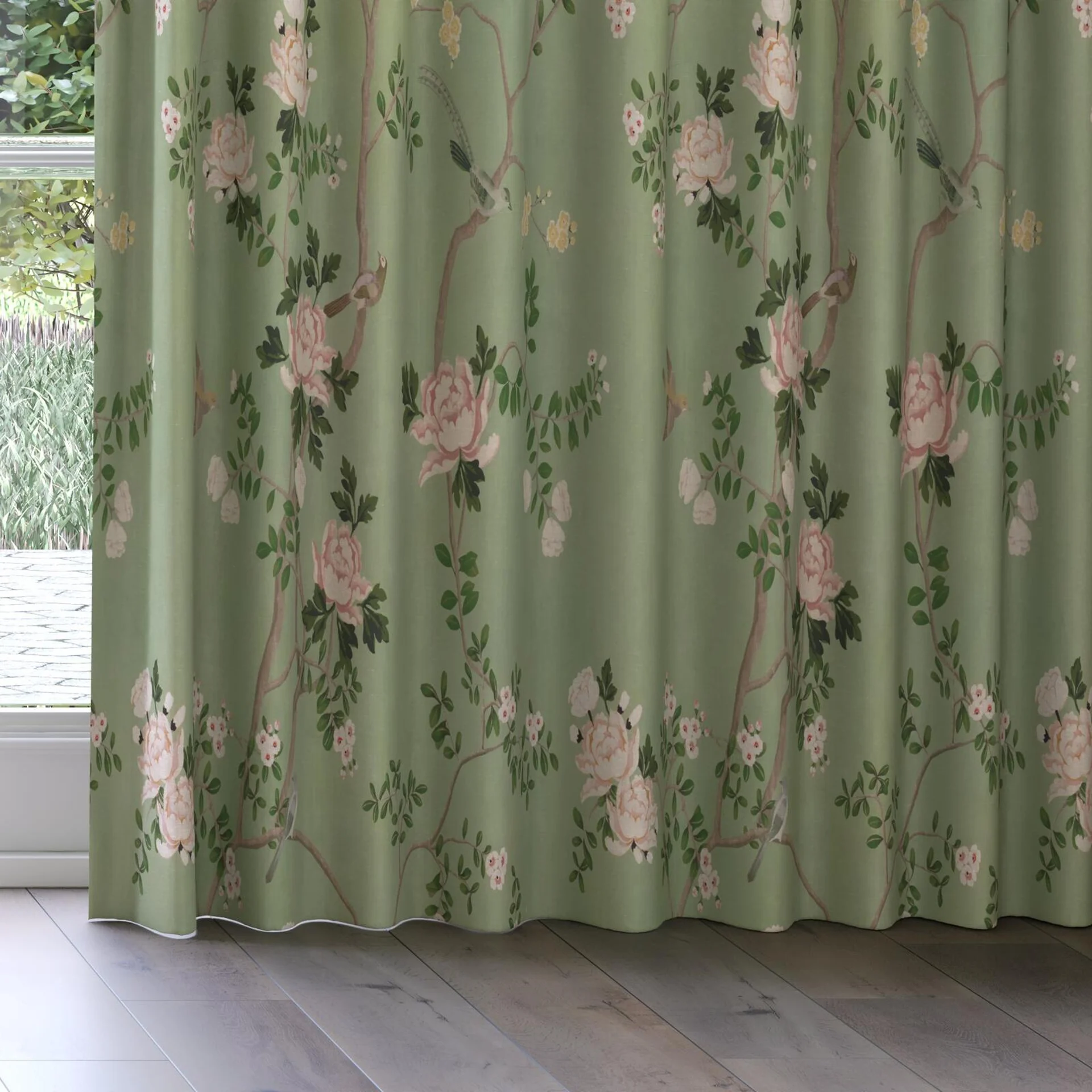Bottom view of Sakura Orchard, on curtain rail
