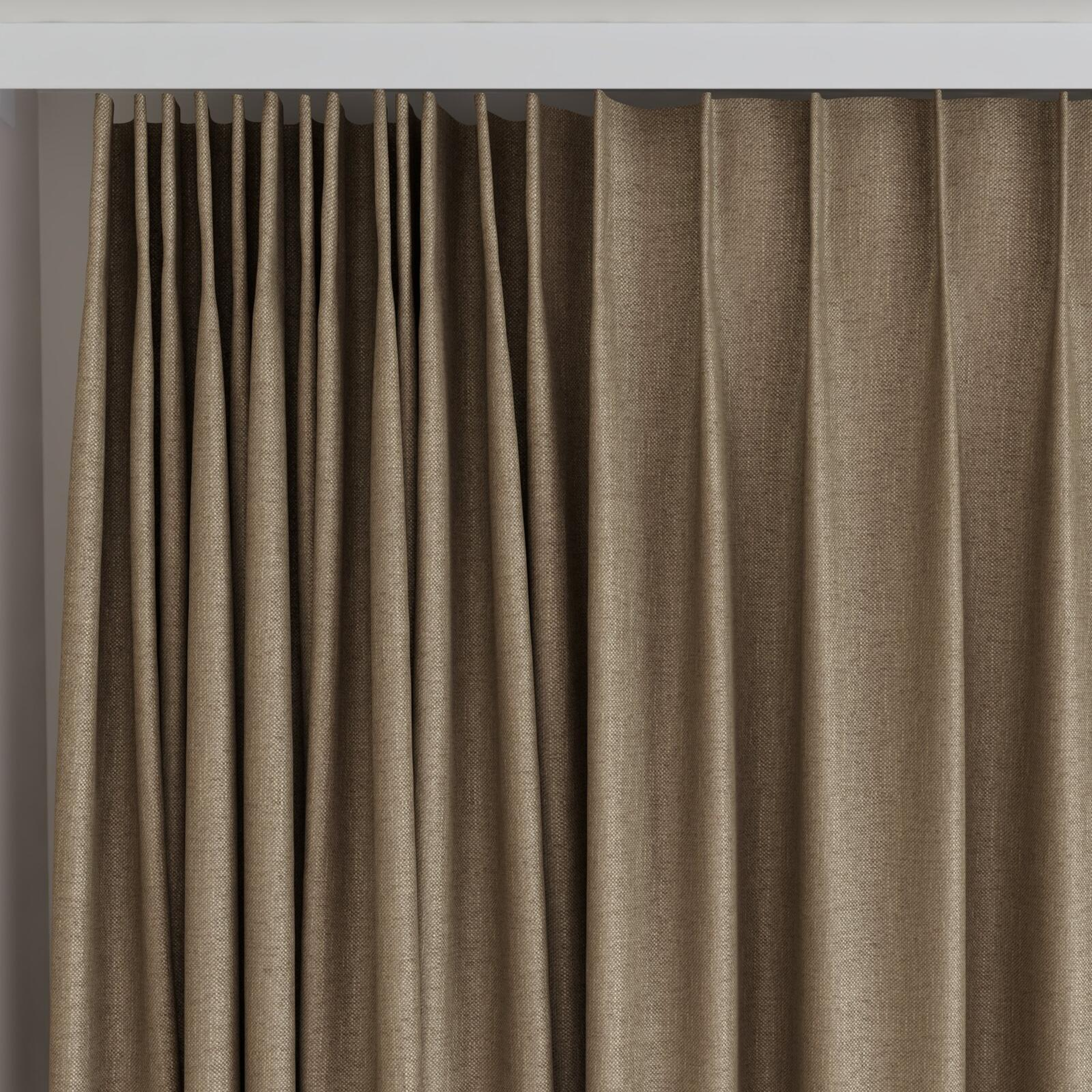 Top view of Bronco Truffle, on curtain rail