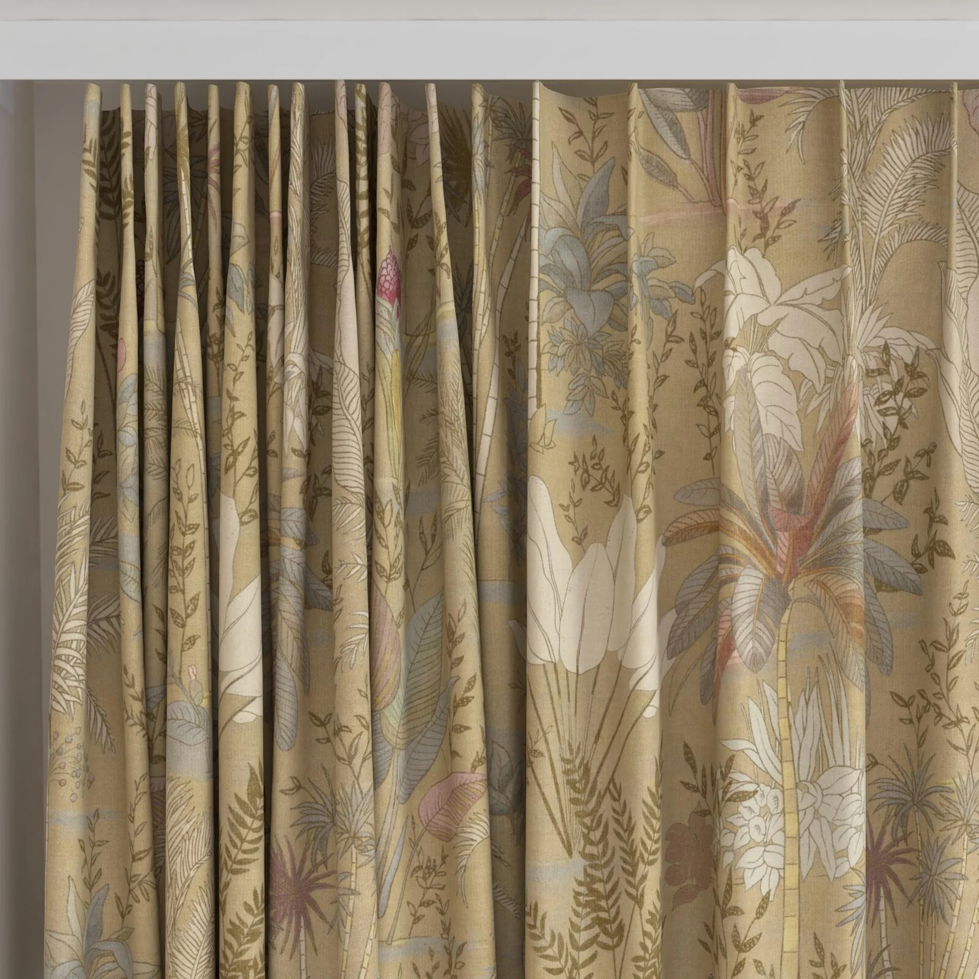 Top view of Paloma Dusk, on curtain rail