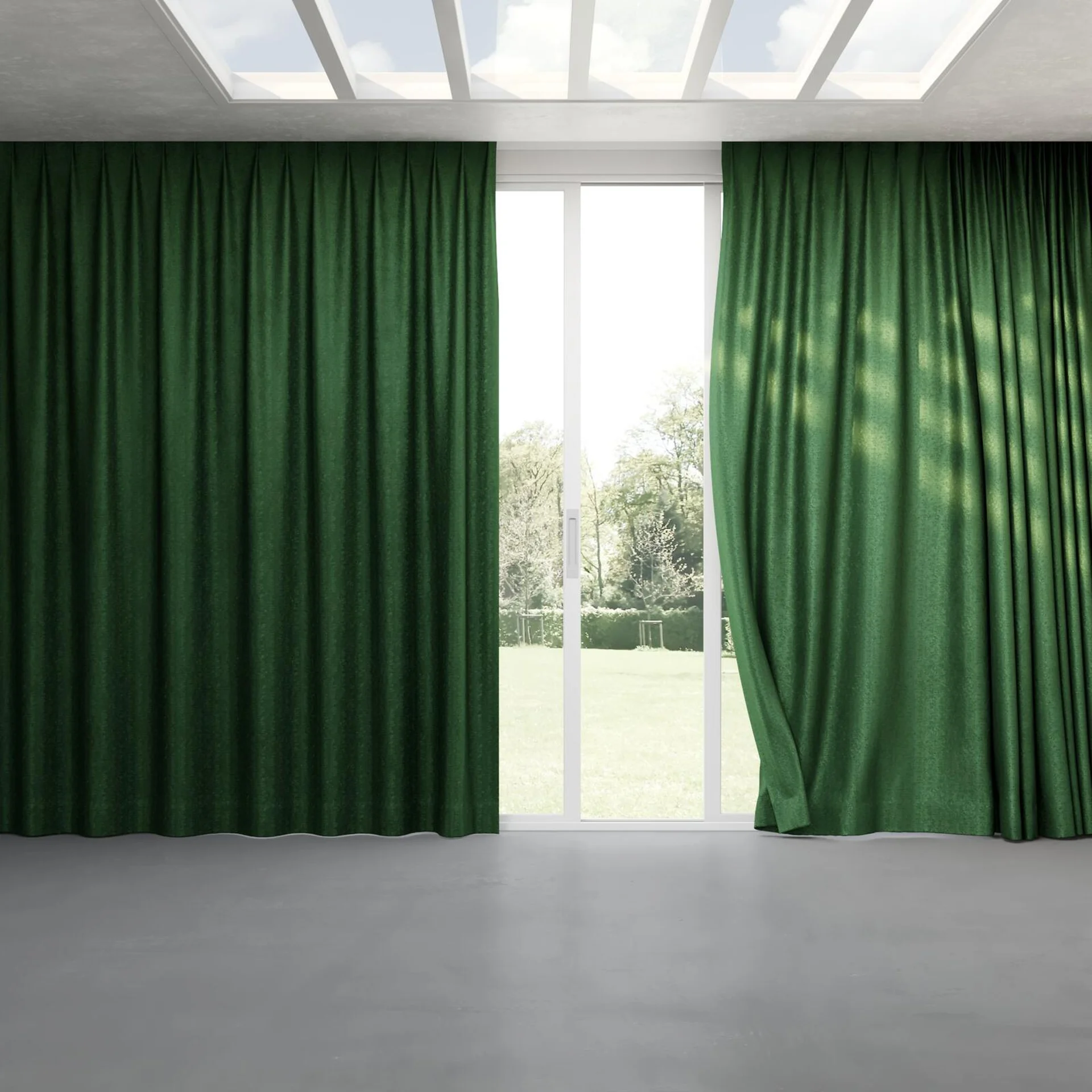 Full view of Hug Pine, pinch pleat