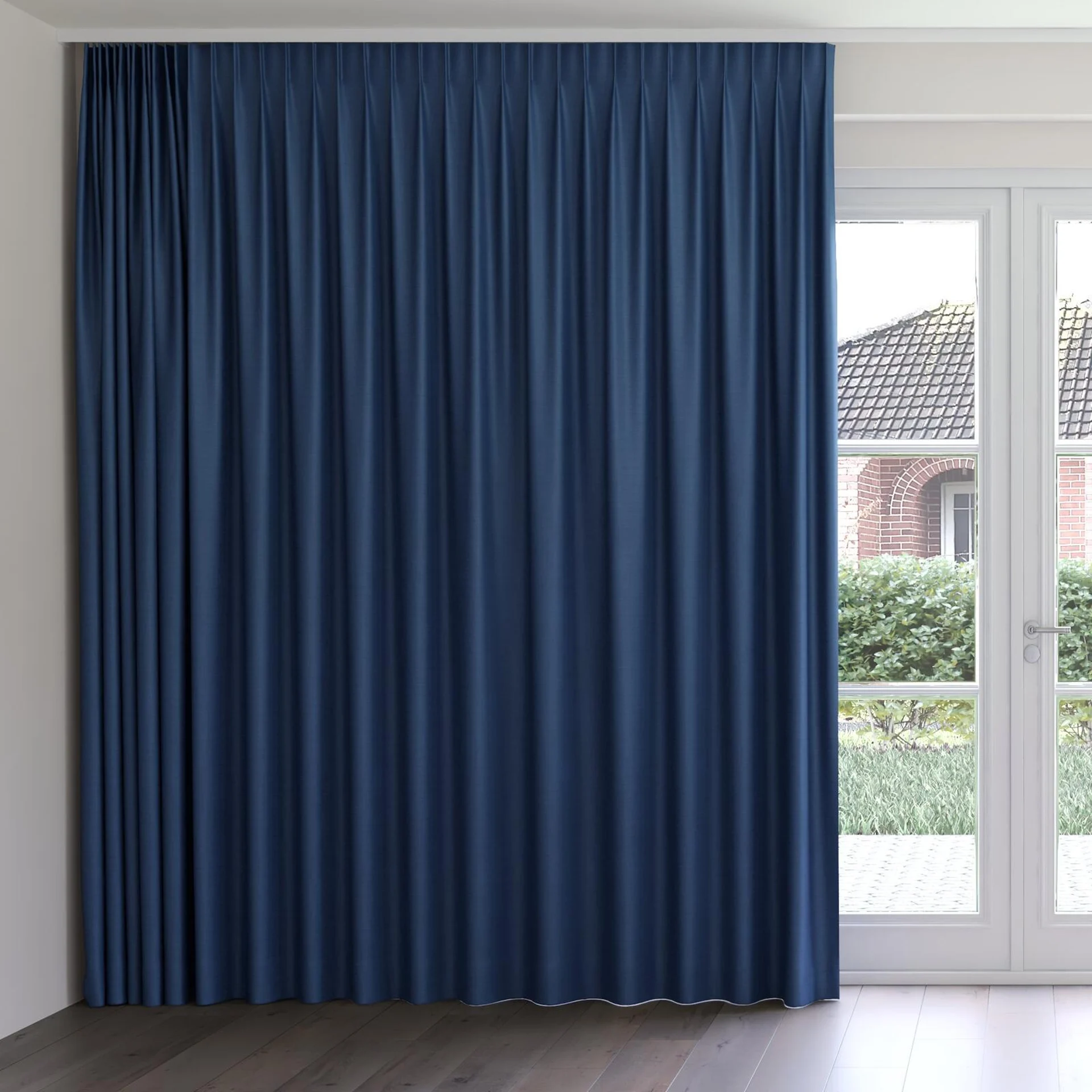 Front view of Linex Indigo, on curtain rail