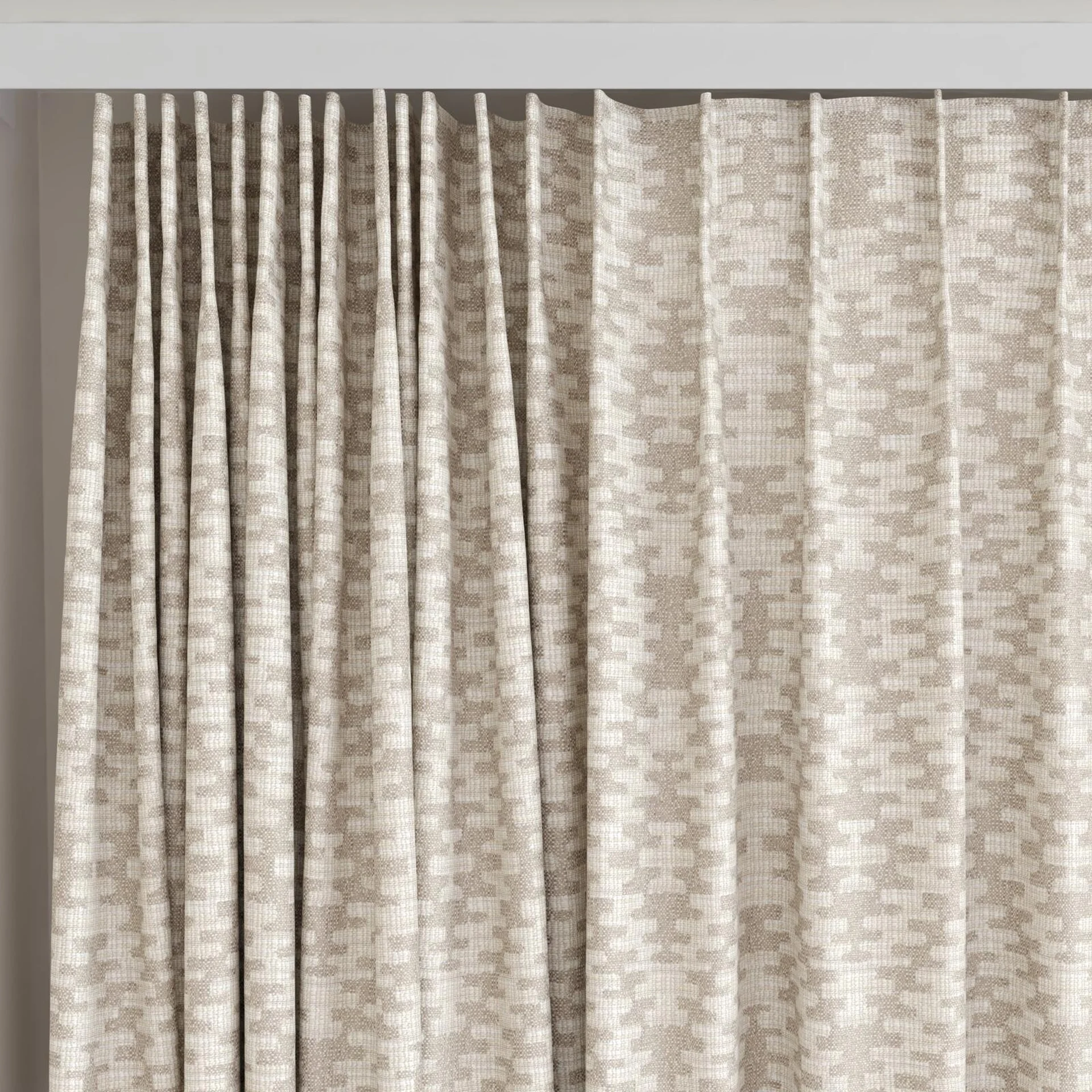 Top view of Kaoani Raffia, on curtain rail