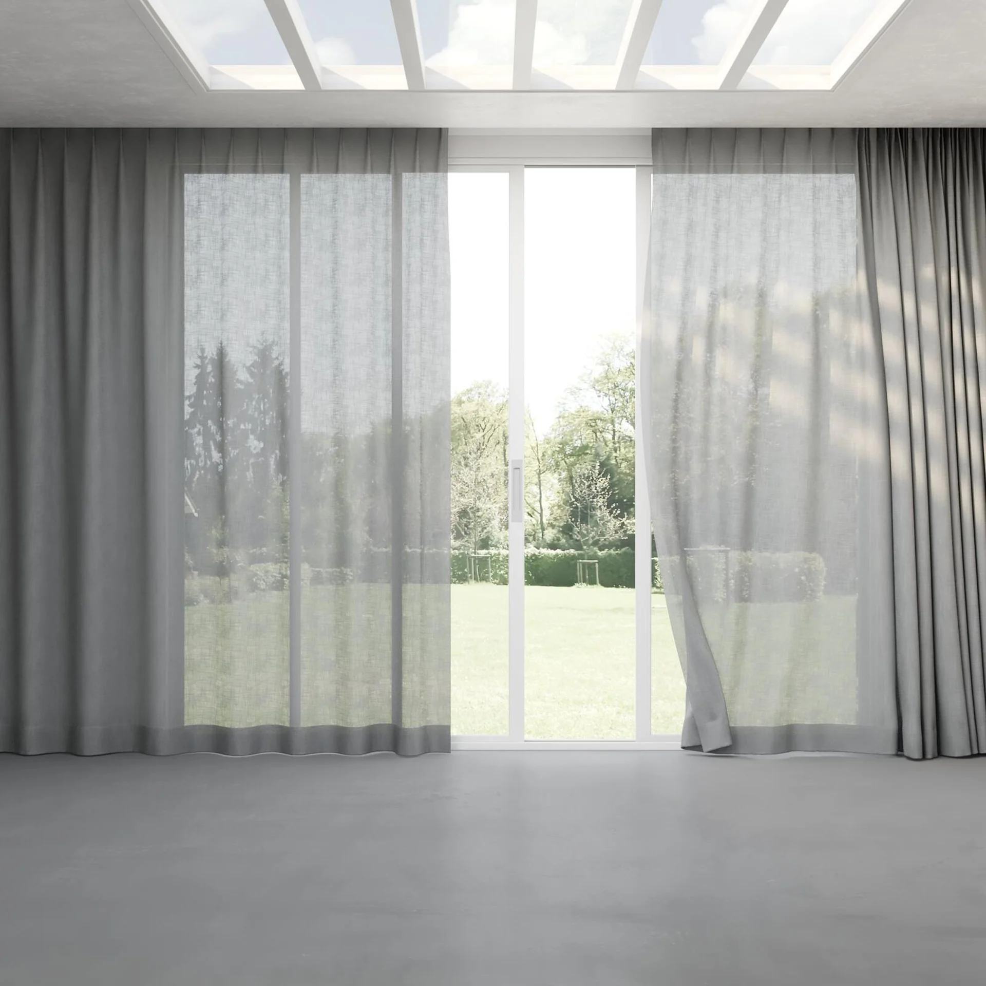 Full view of Release Steel, pinch pleat