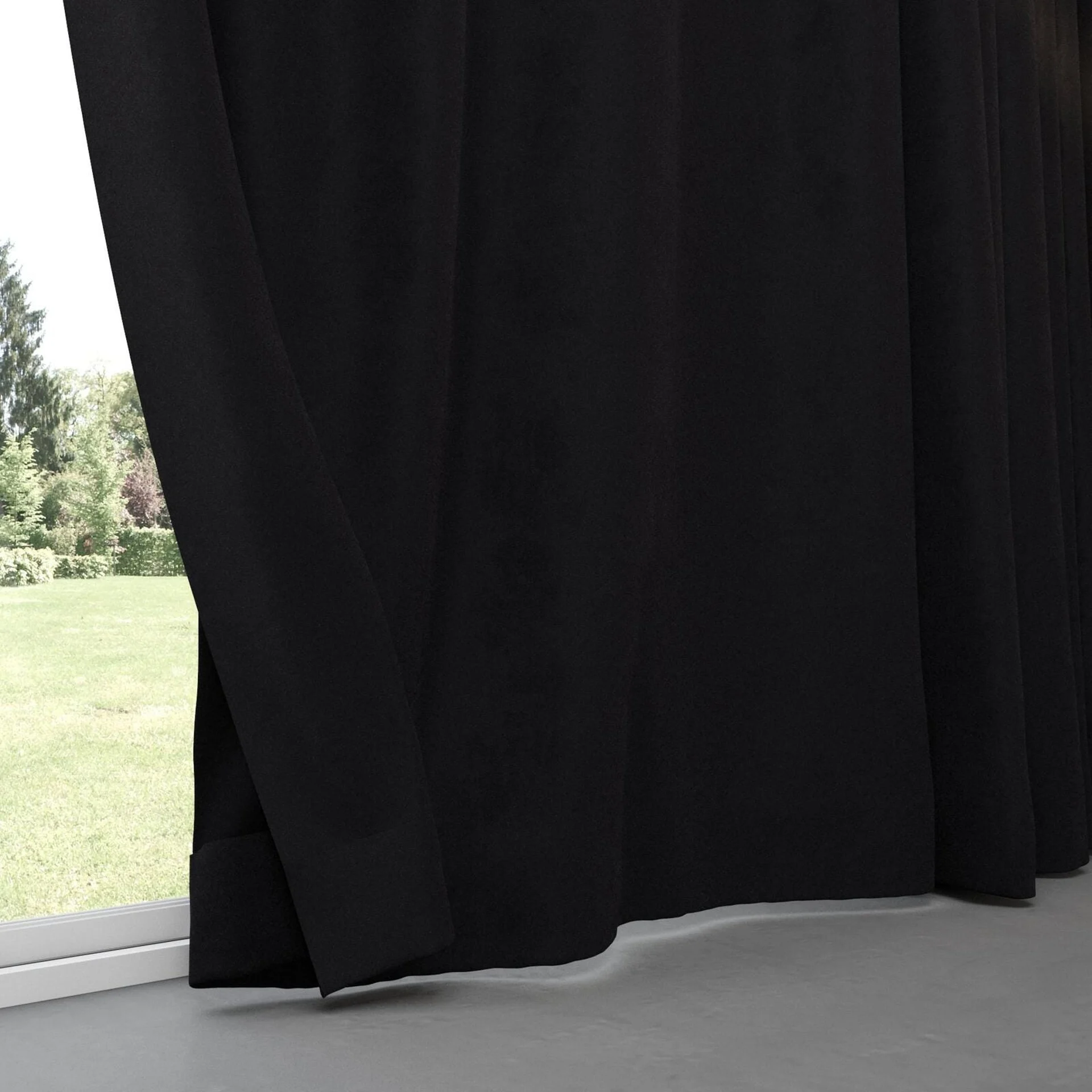 Bottom view of Lux Velvet Ebony 8702, pinch pleat