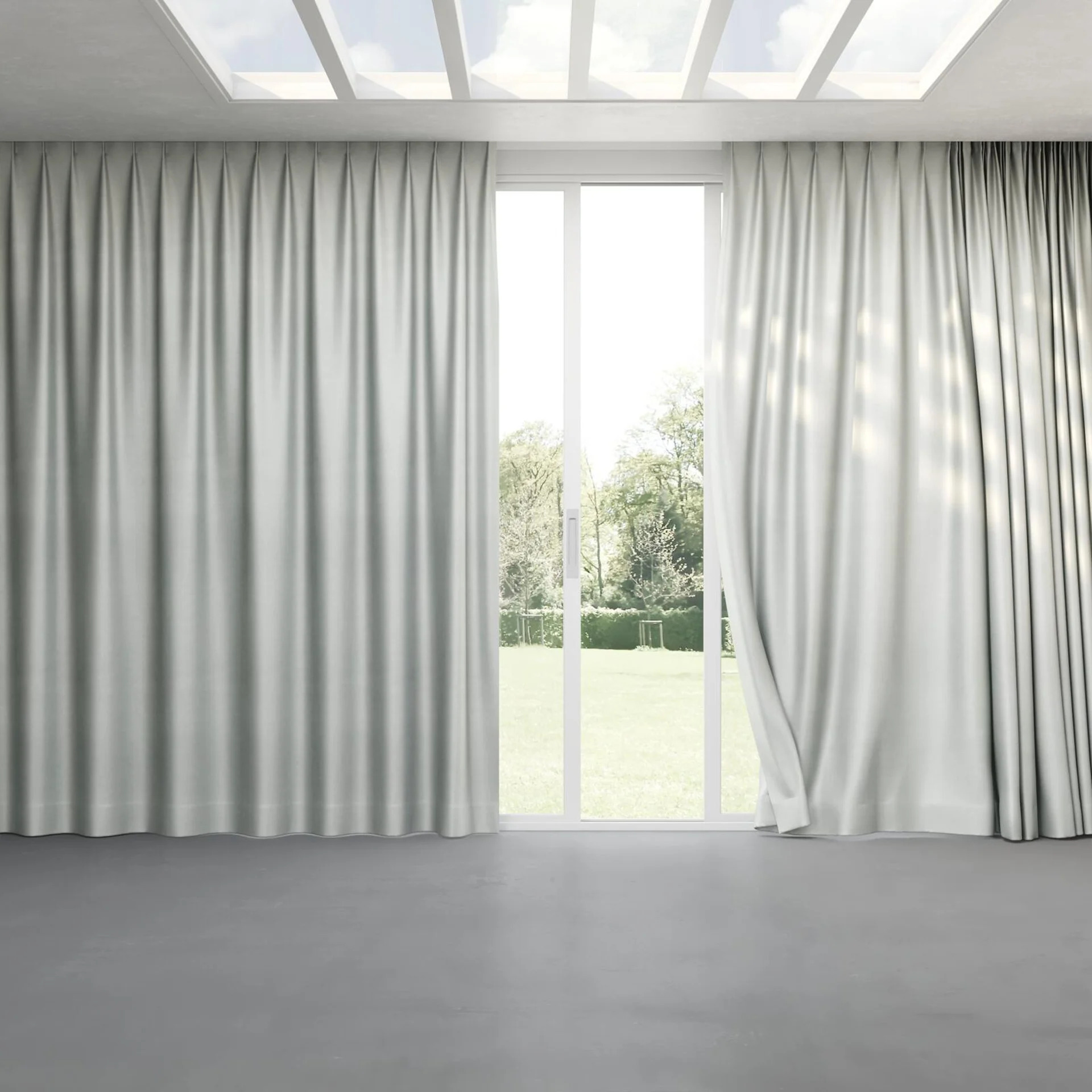 Full view of Glacial Mineral, pinch pleat