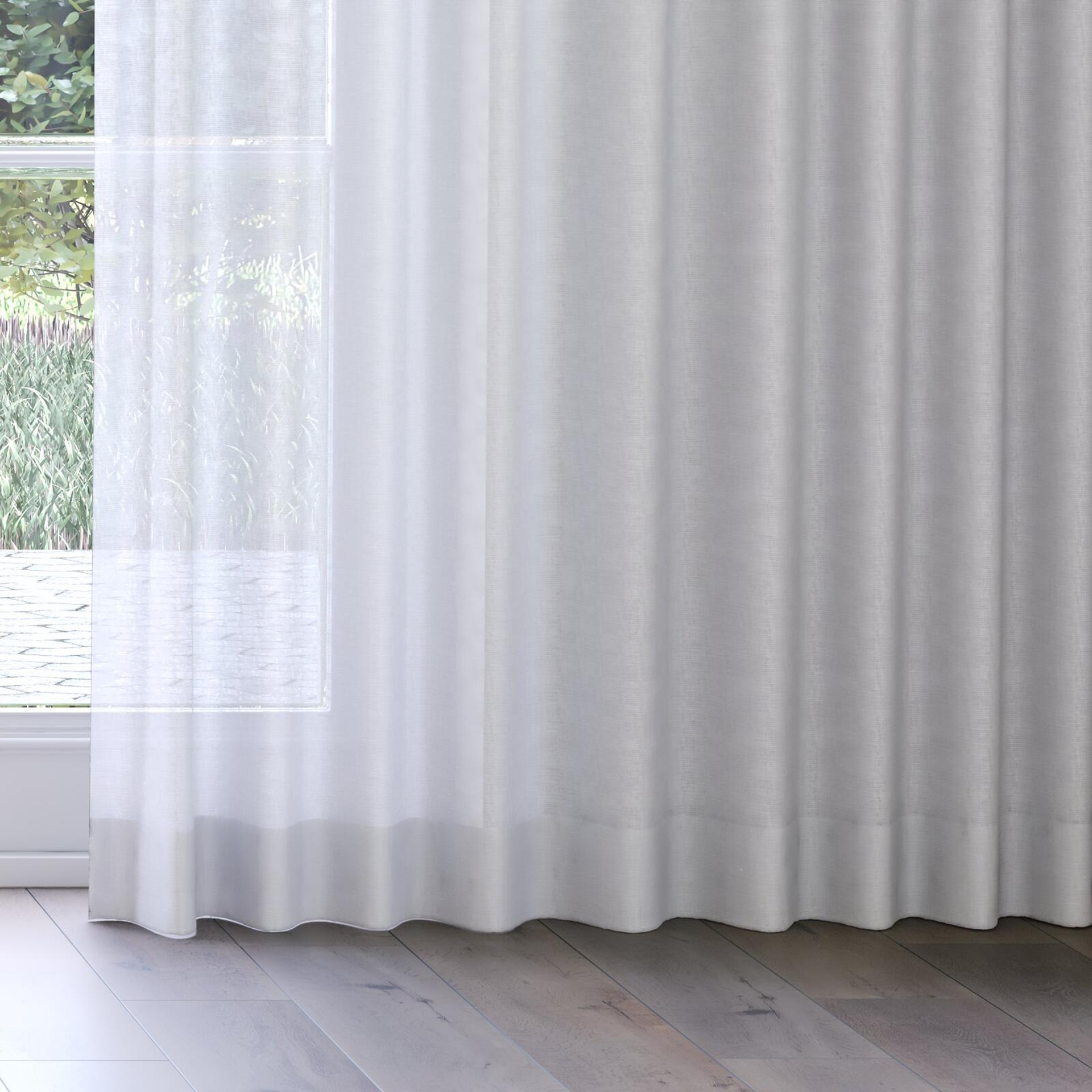 Bottom view of Gossy Silver, on curtain rail