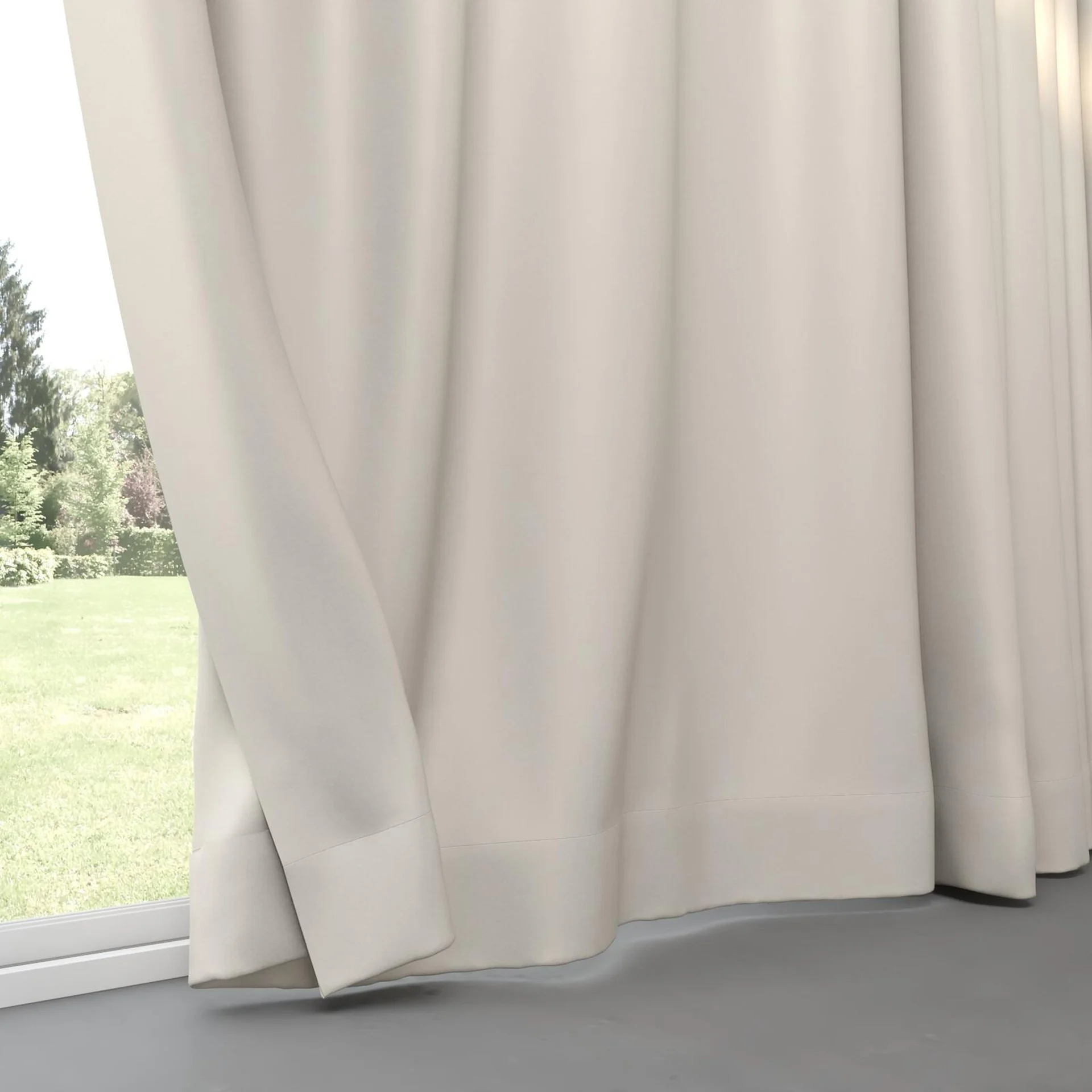 Bottom view of Stellar Blackout Linen, pinch pleat