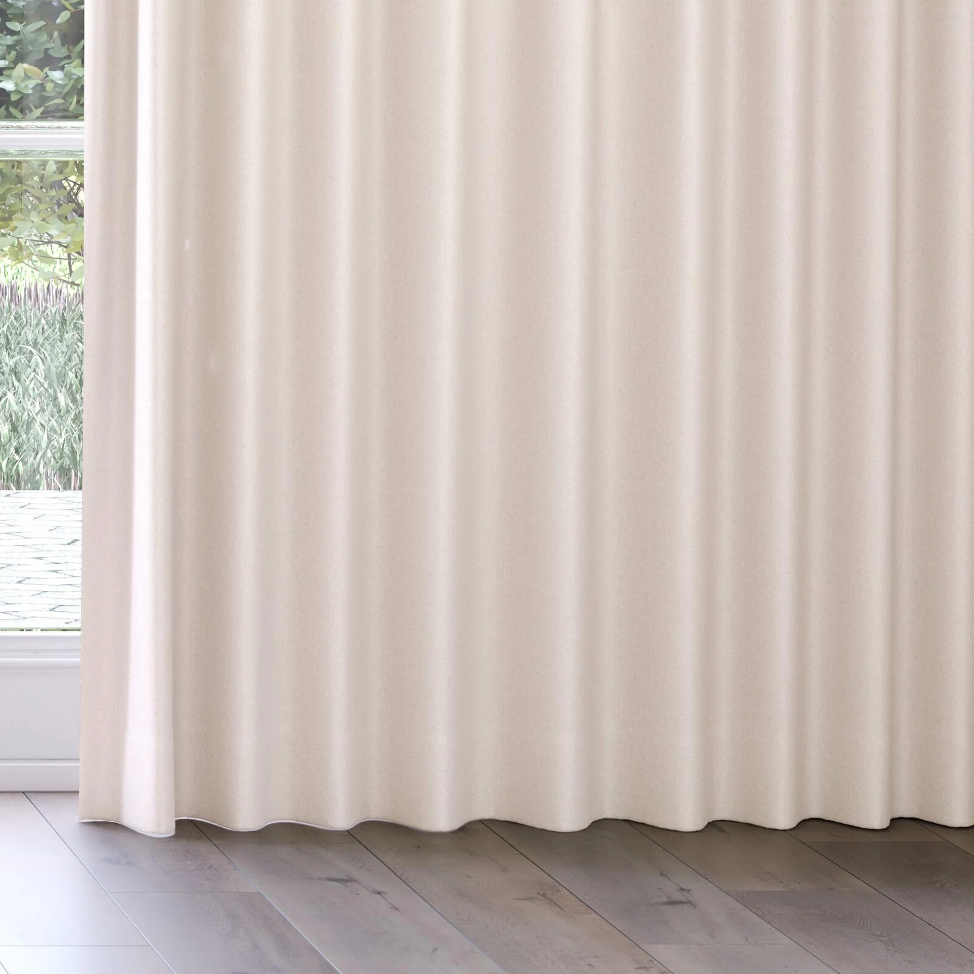 Bottom view of Retreat Blackout Dusk, on curtain rail