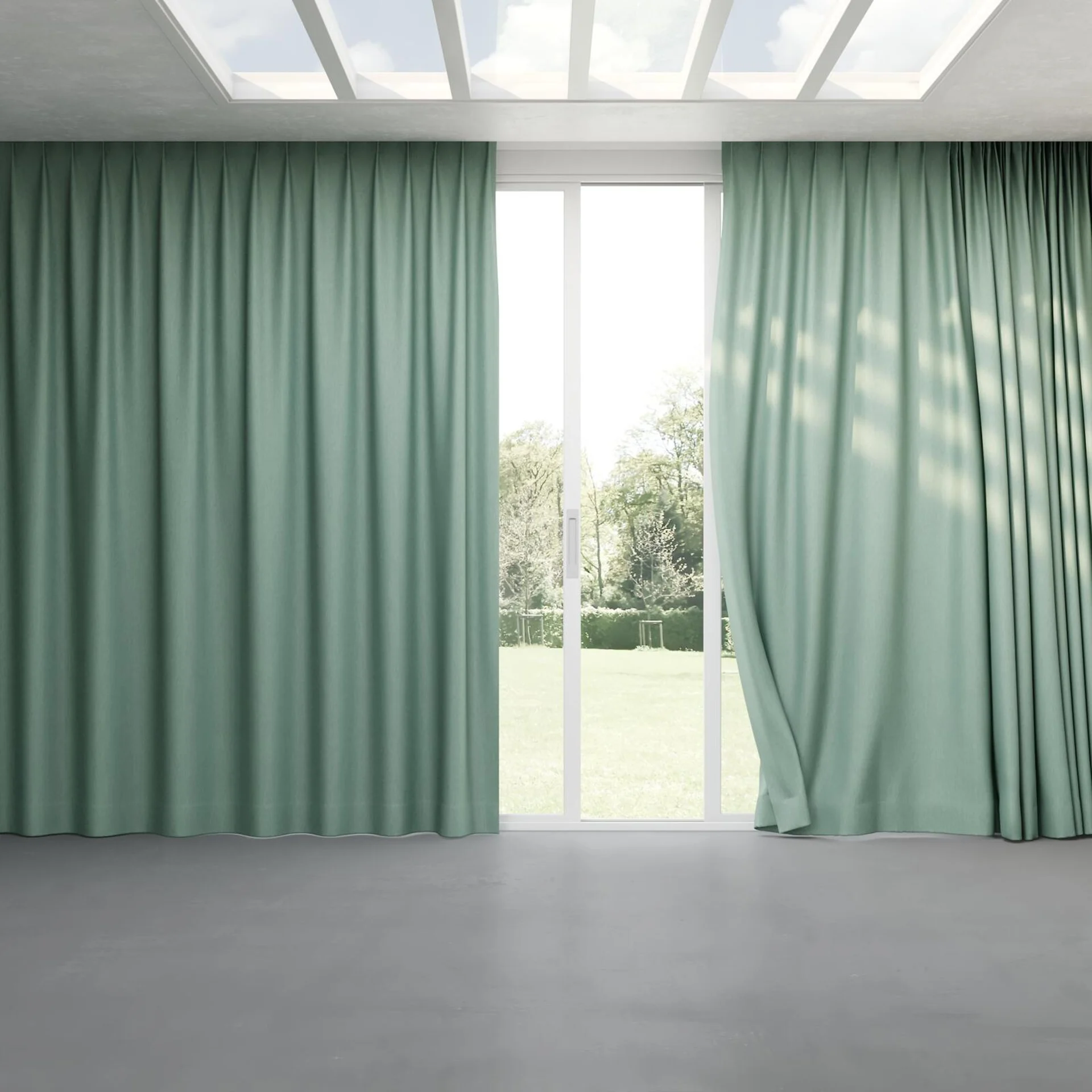 Full view of Cordoba Pine, pinch pleat