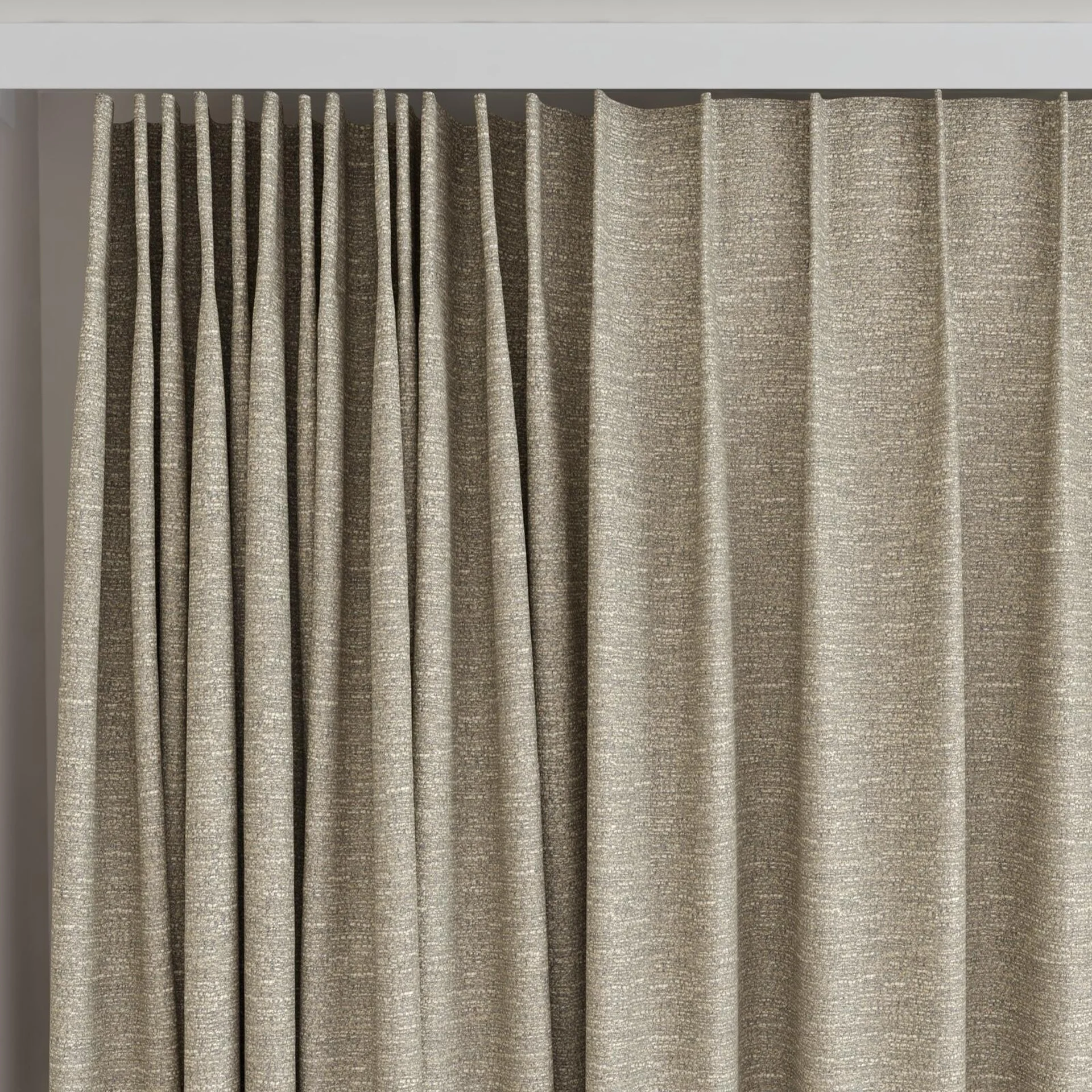 Top view of Ecliptic Feather, on curtain rail