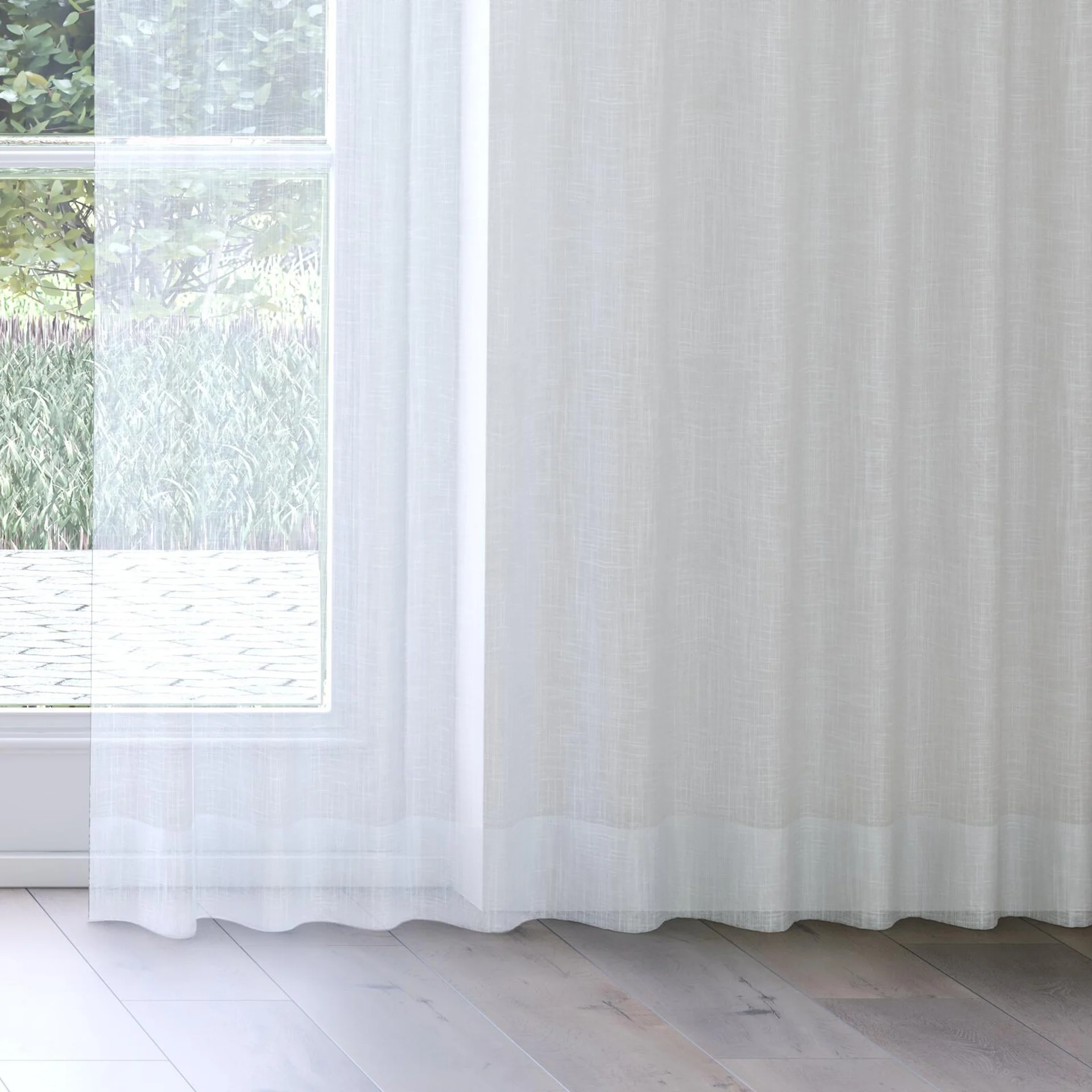Bottom view of Attica Seafoam, on curtain rail