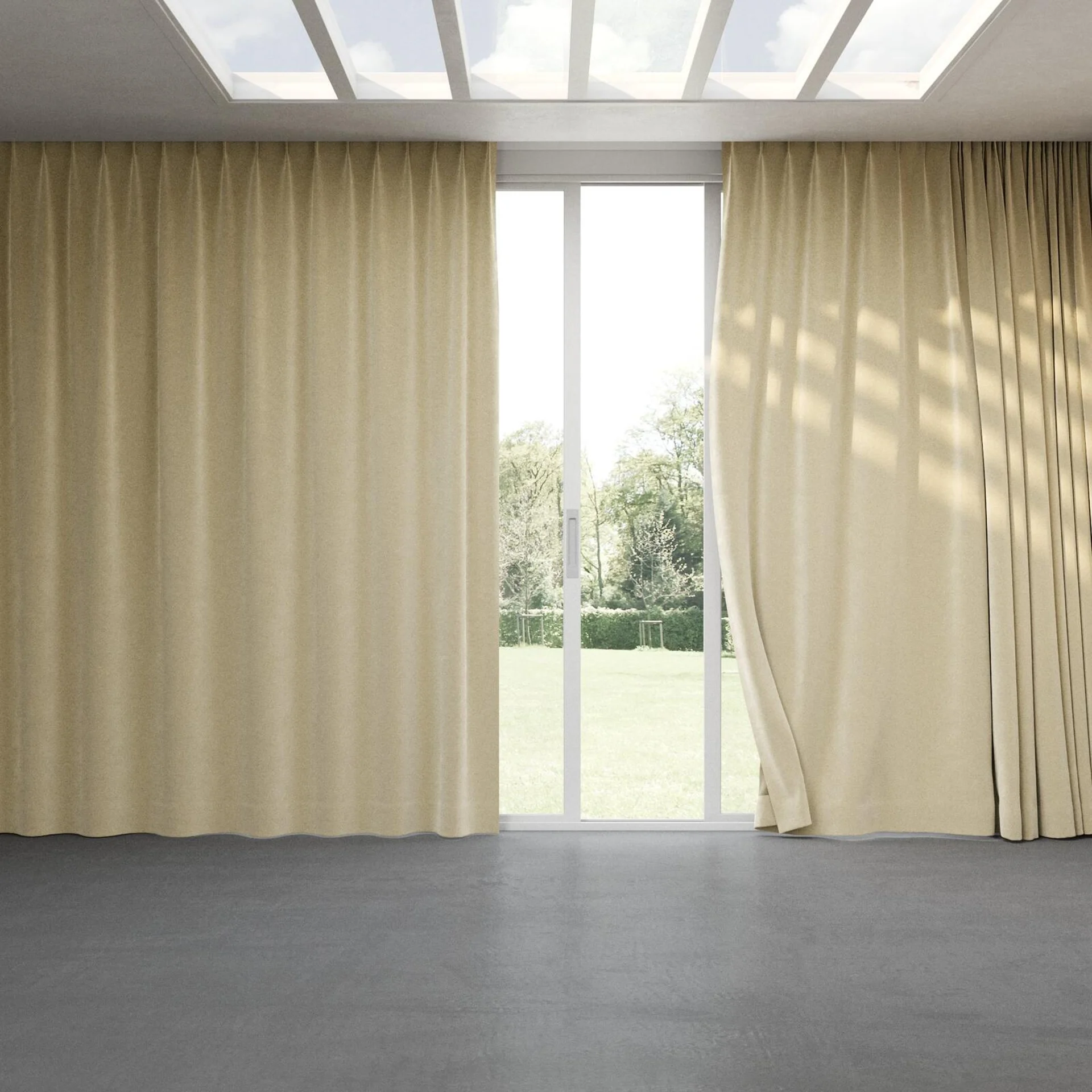 Full view of Geneva Linen, pinch pleat