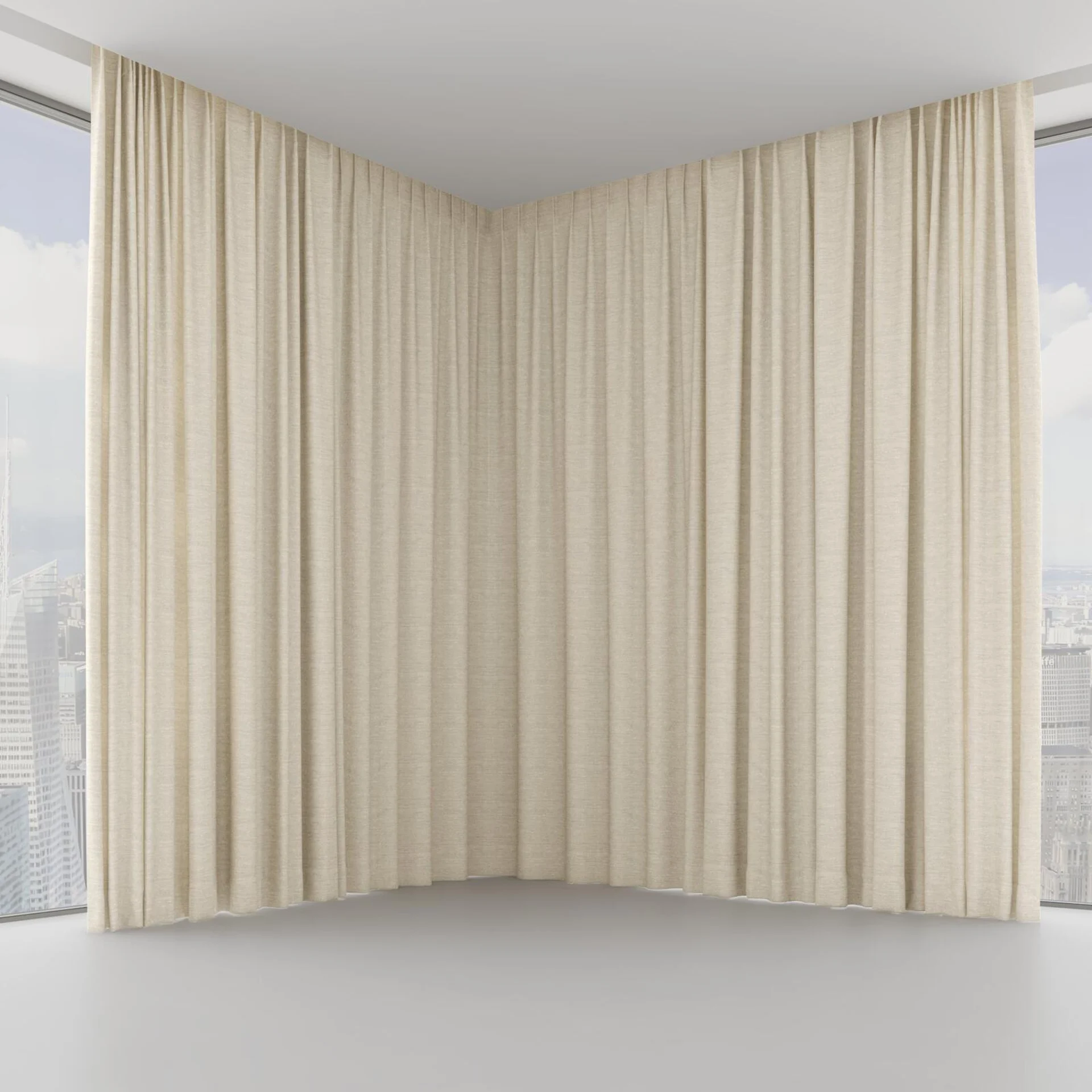 Front view of Tennessee Tussah Raffia, on hidden rail