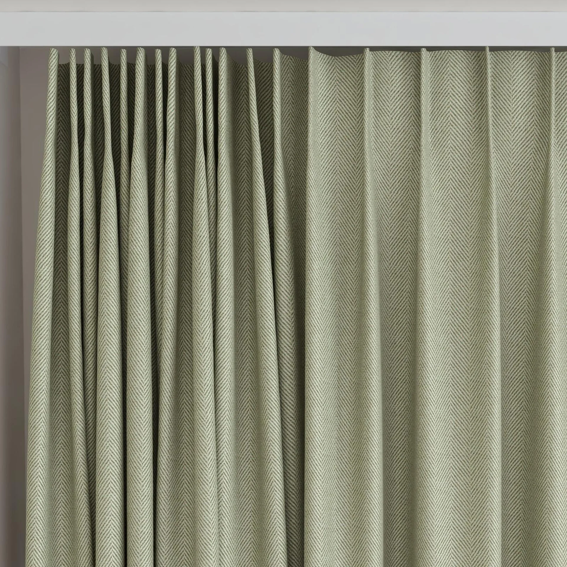 Top view of Trailblazer Spearmint, on curtain rail