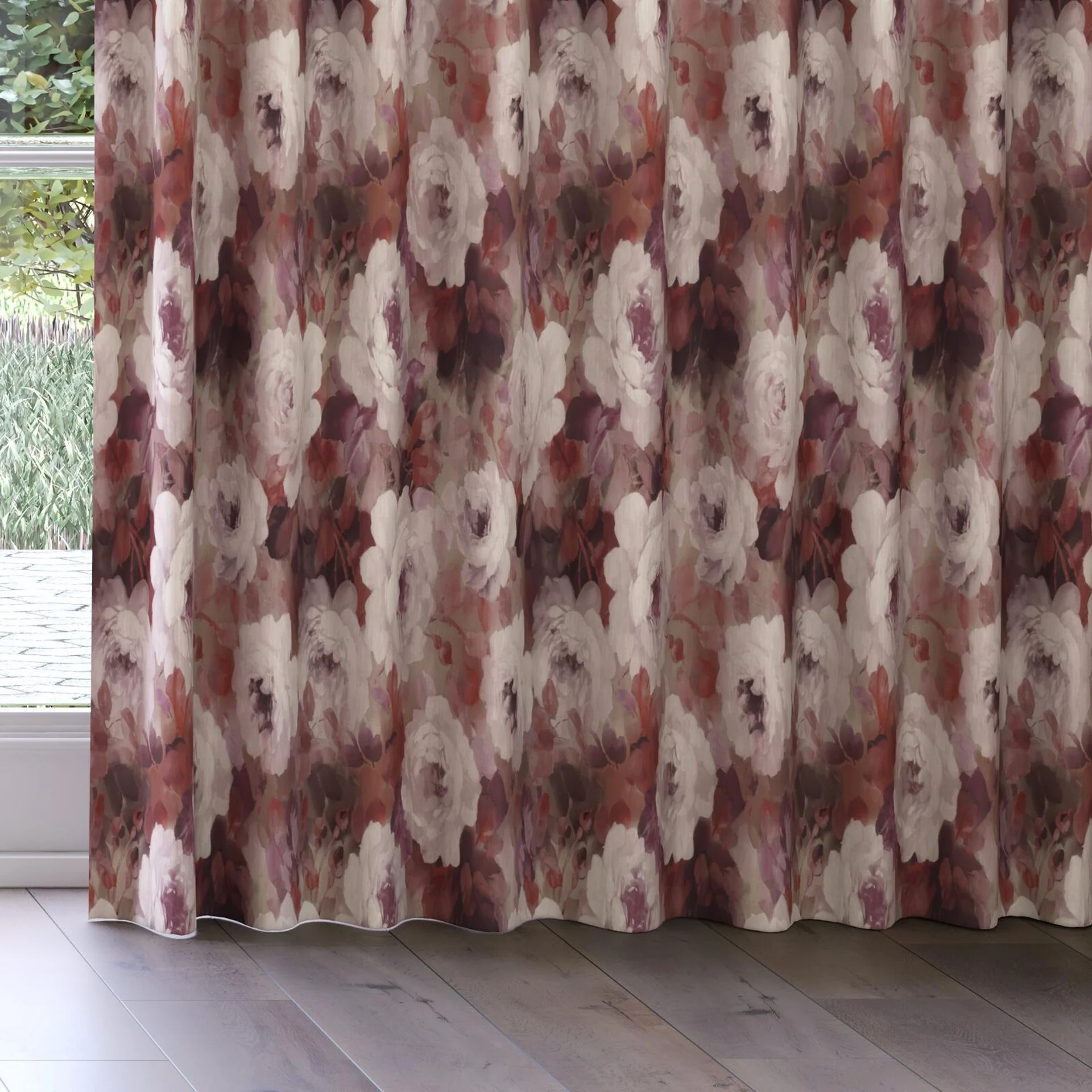 Bottom view of Victoria Garnet, on curtain rail