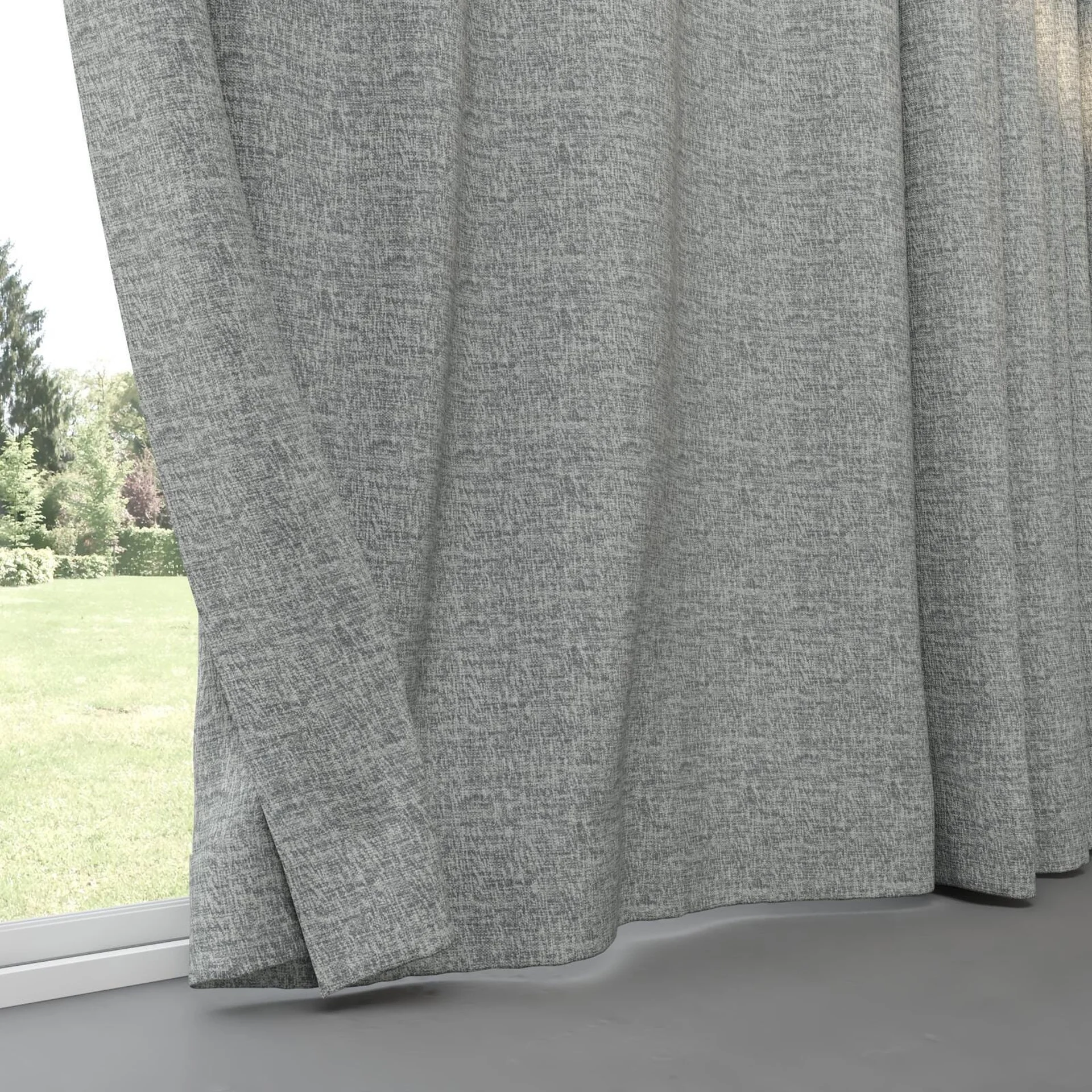 Bottom view of Earthwild Pewter, pinch pleat