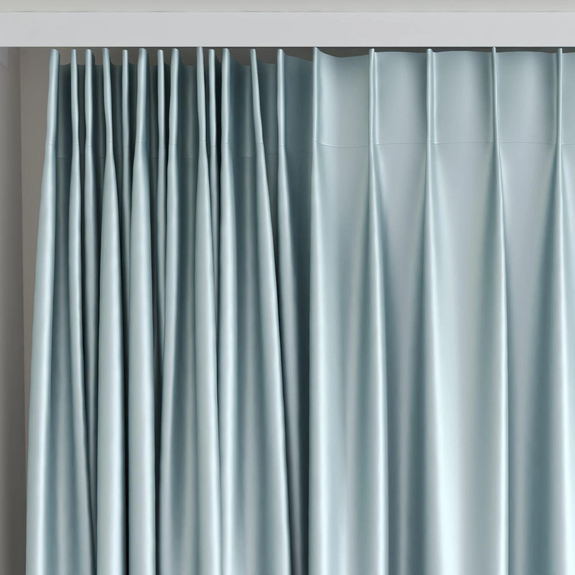 Top view of Moonbeam Mist, on curtain rail