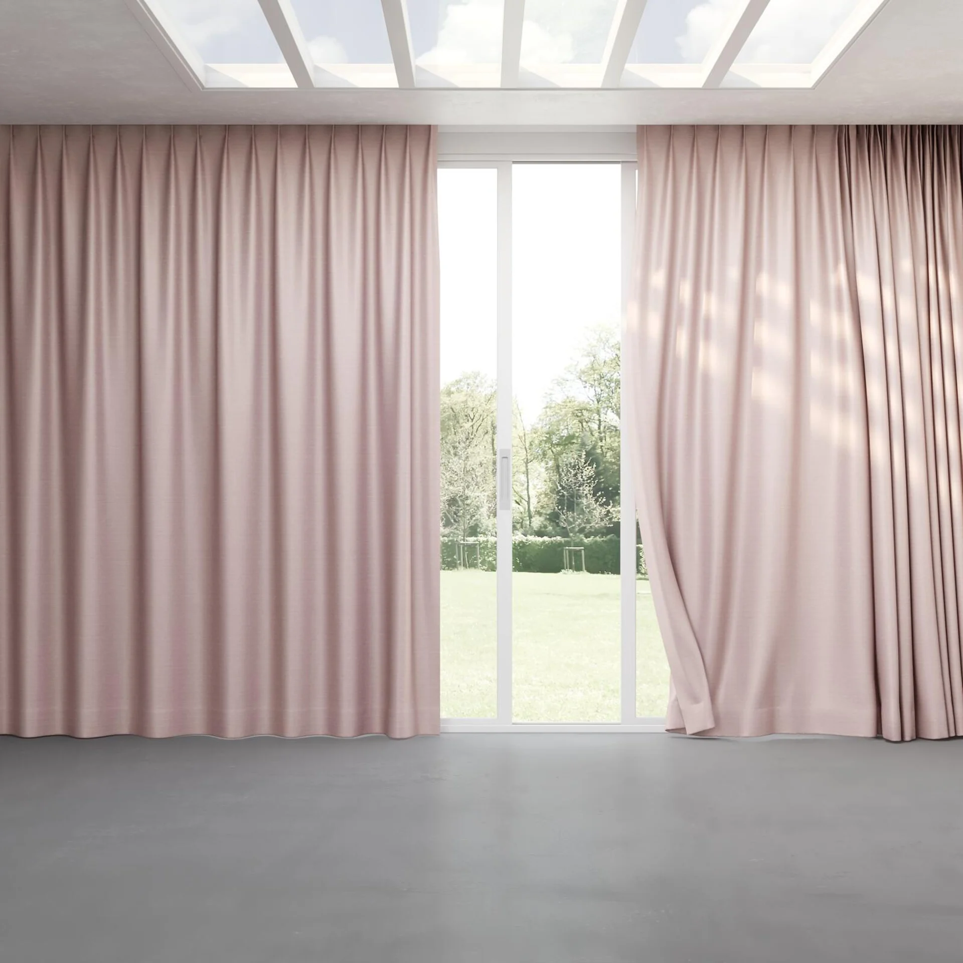 Full view of Silky Orchid, pinch pleat