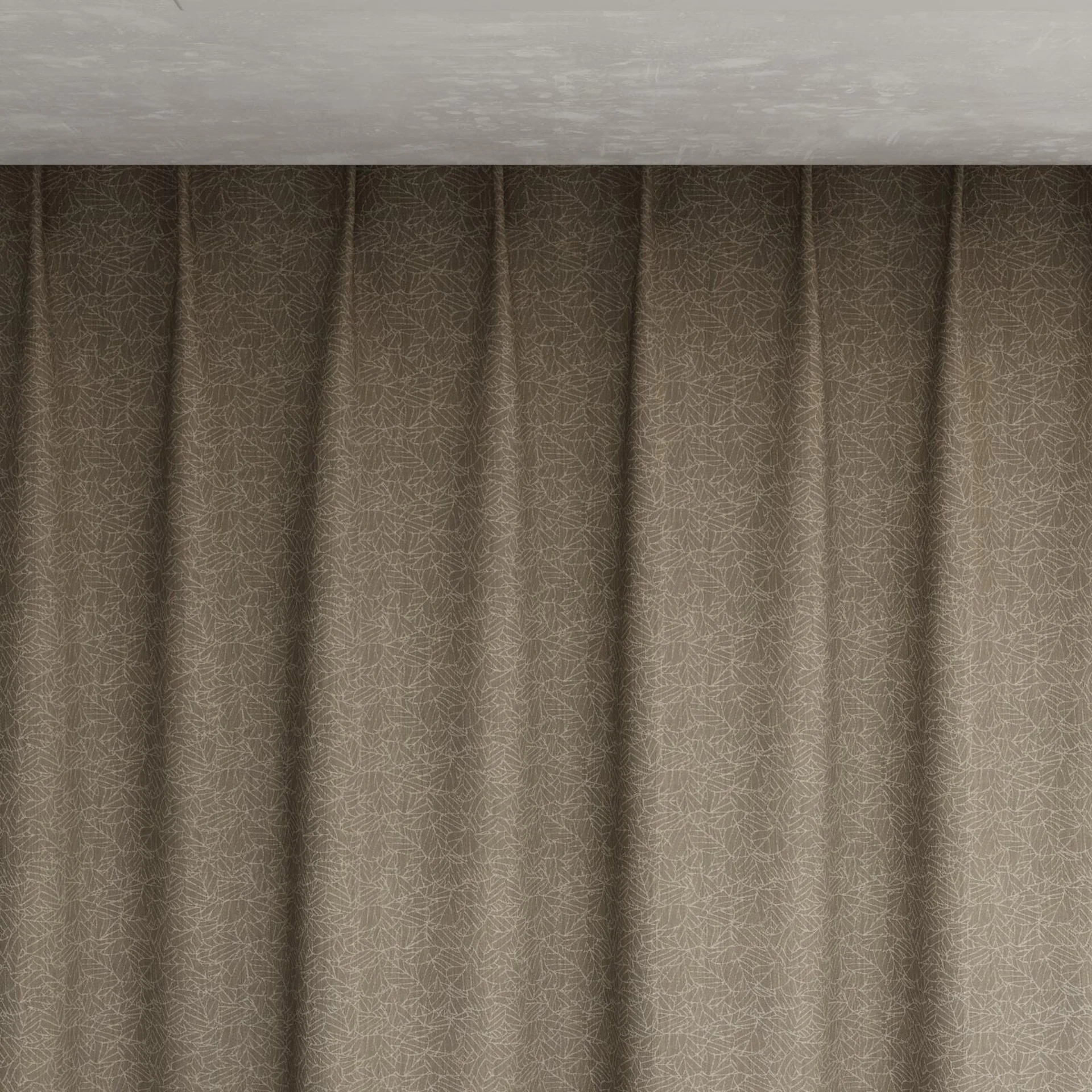 Top view of Laurel FR Blackout Rattan, pinch pleat