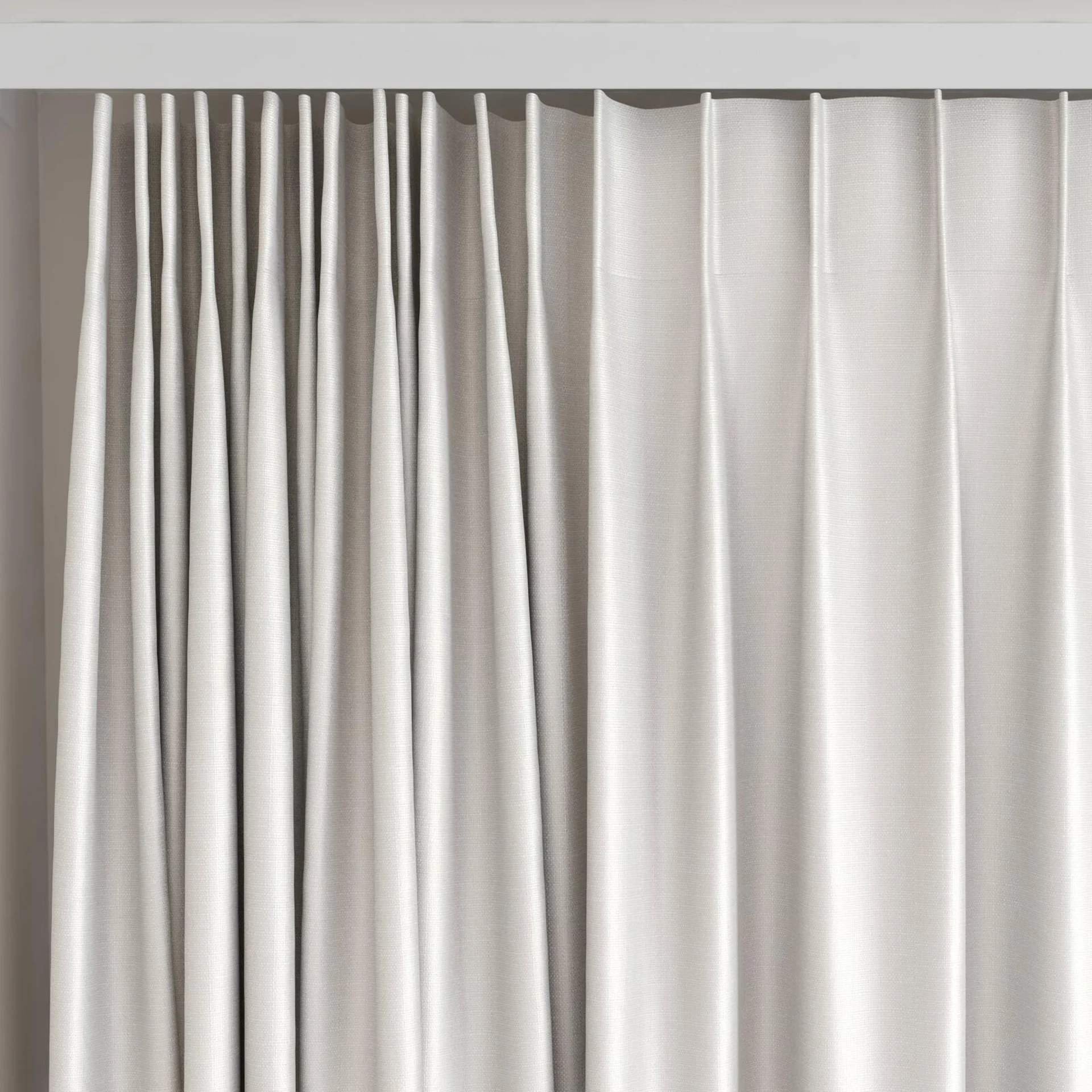Top view of Stallion 2 UC Parchment, on curtain rail
