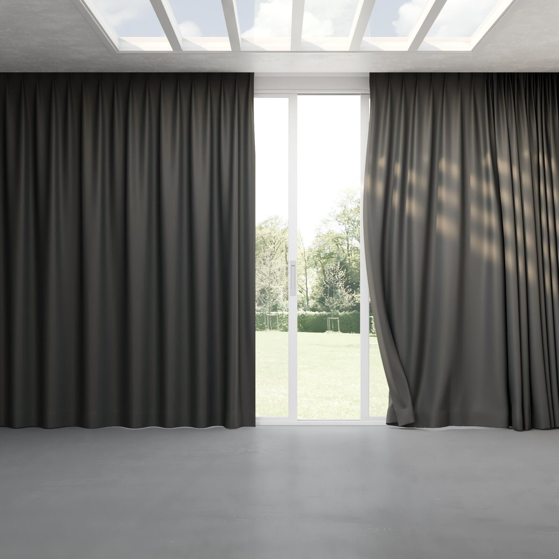 Full view of Blockbuster Carbon, pinch pleat