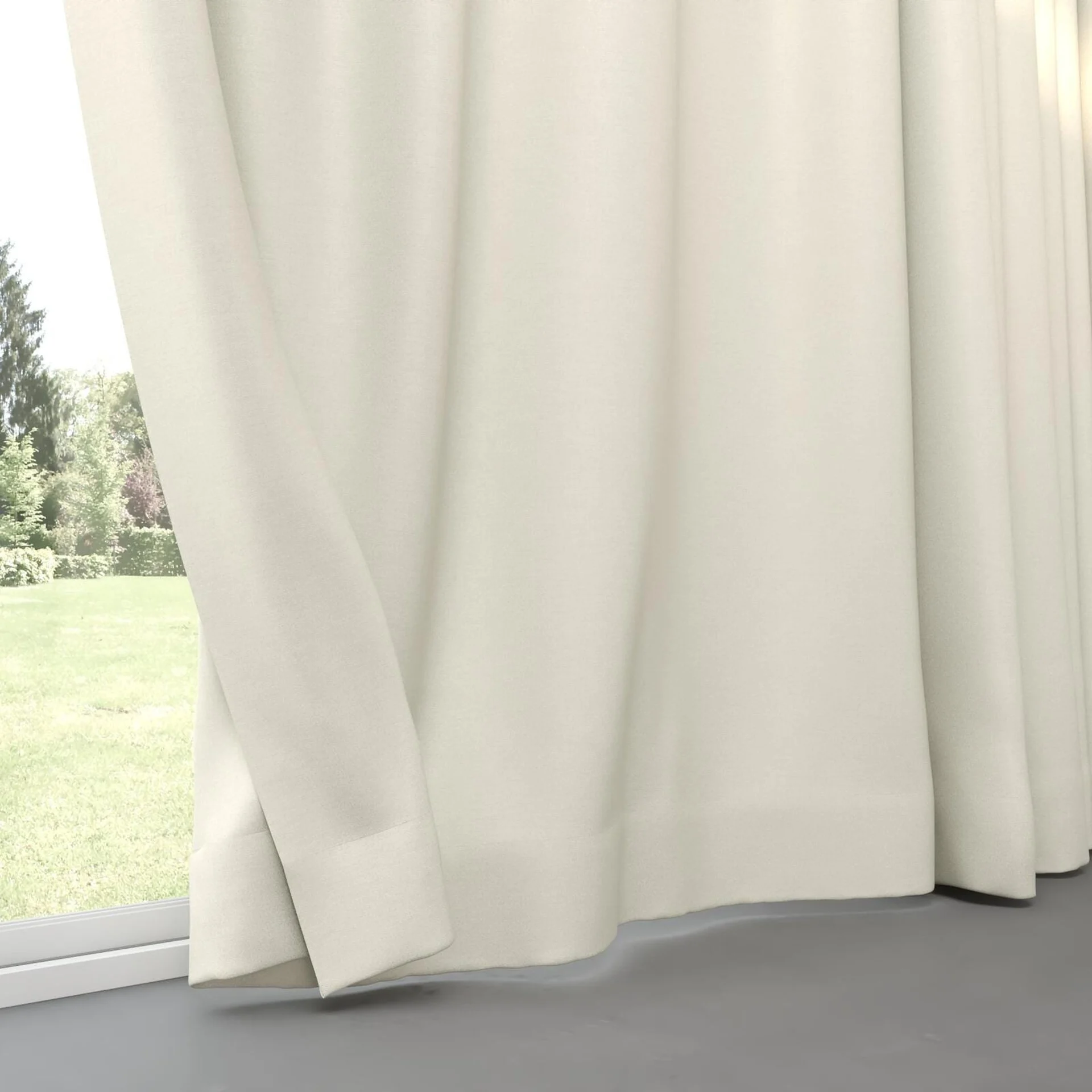 Bottom view of Eclipse Blackout Linen, pinch pleat
