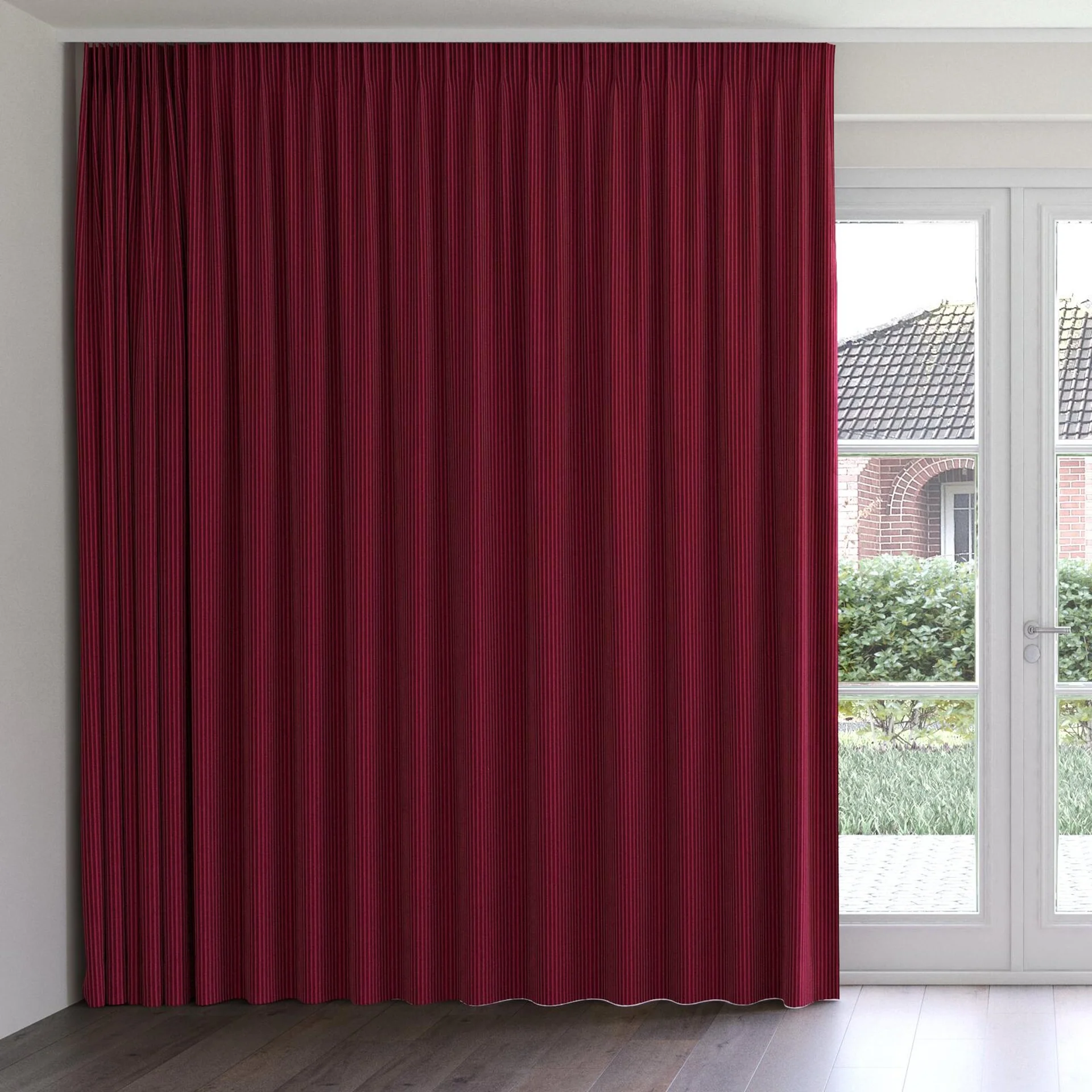 Front view of Embrace Sherry, on curtain rail