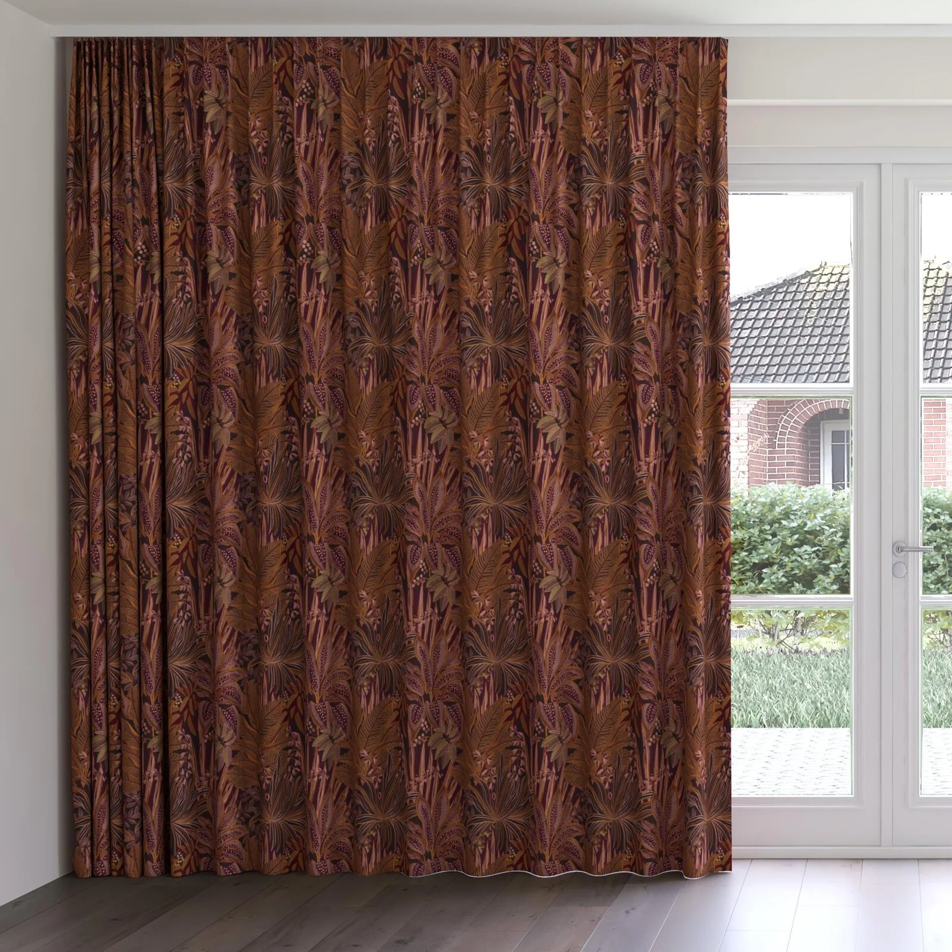 Front view of Jungle Room Muscat, on curtain rail