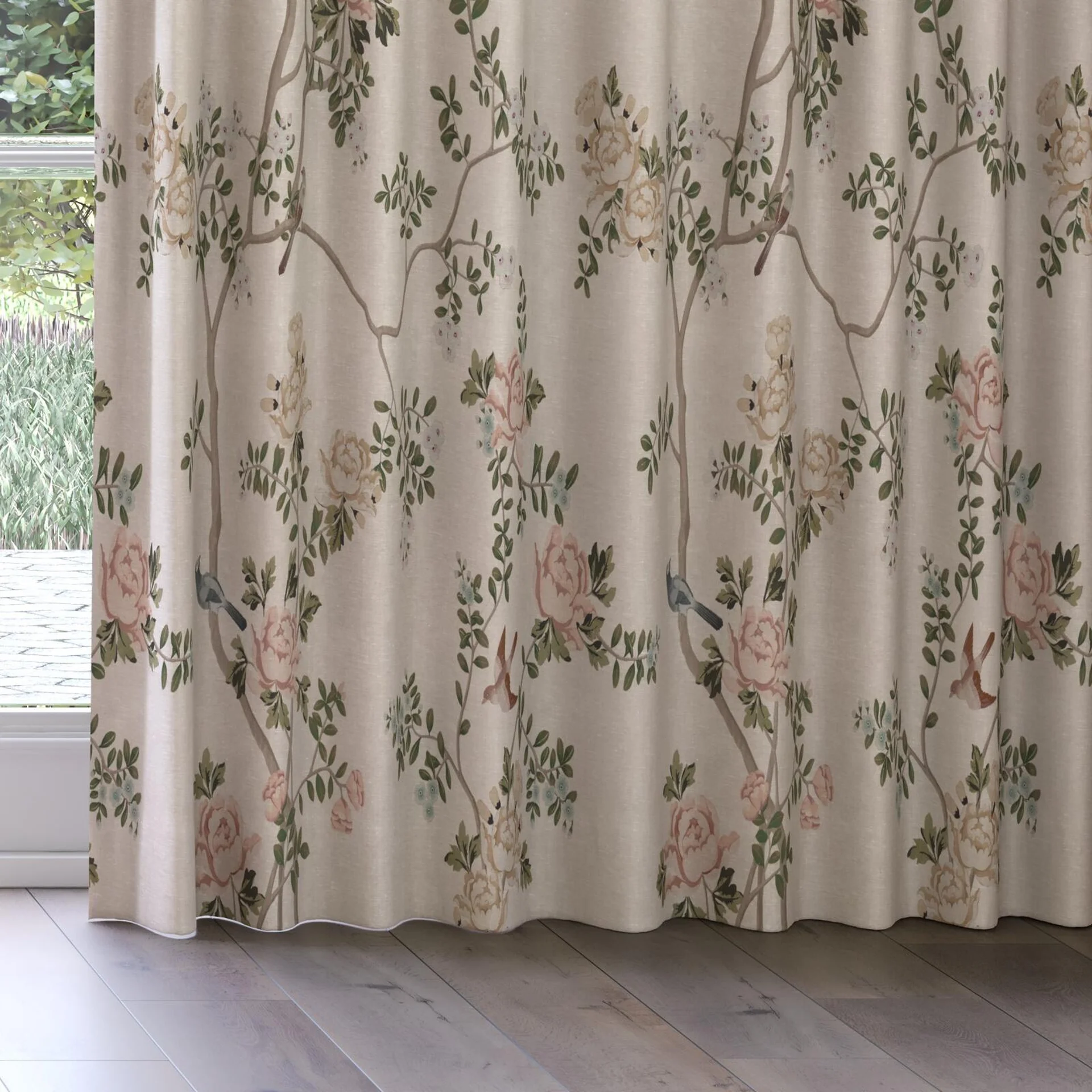 Bottom view of Sakura Parchment, on curtain rail