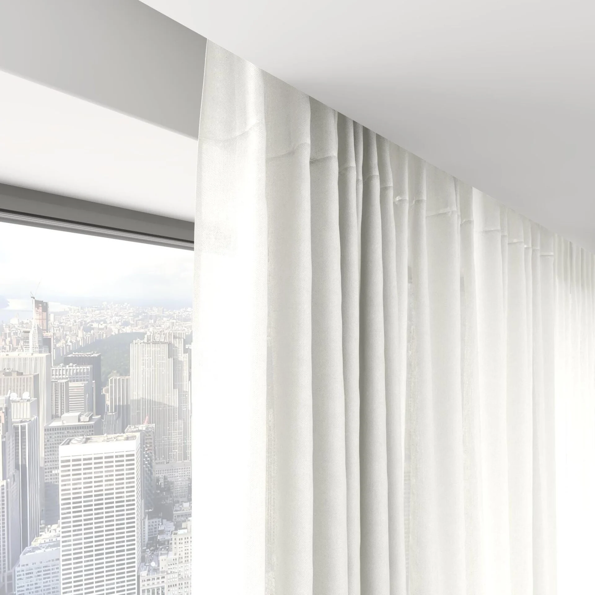 Top view of Linen Calm, on hidden rail